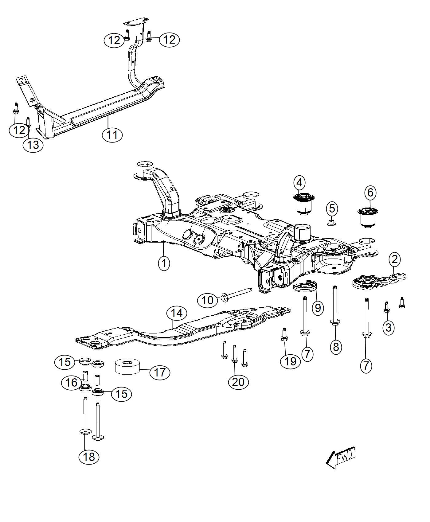 Diagram Crossmember Suspension. for your Dodge Journey  