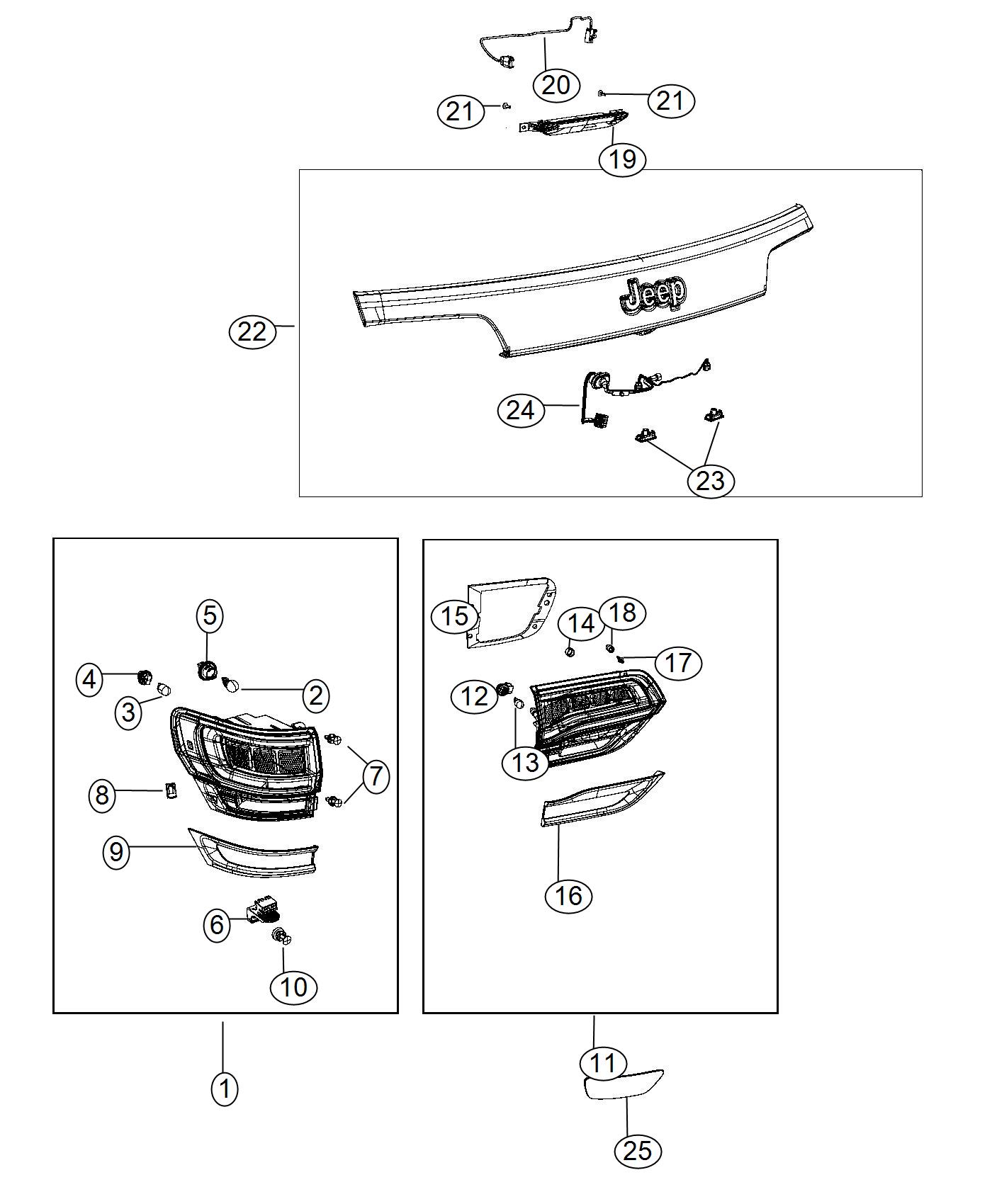 Diagram Lamps Rear. for your Jeep