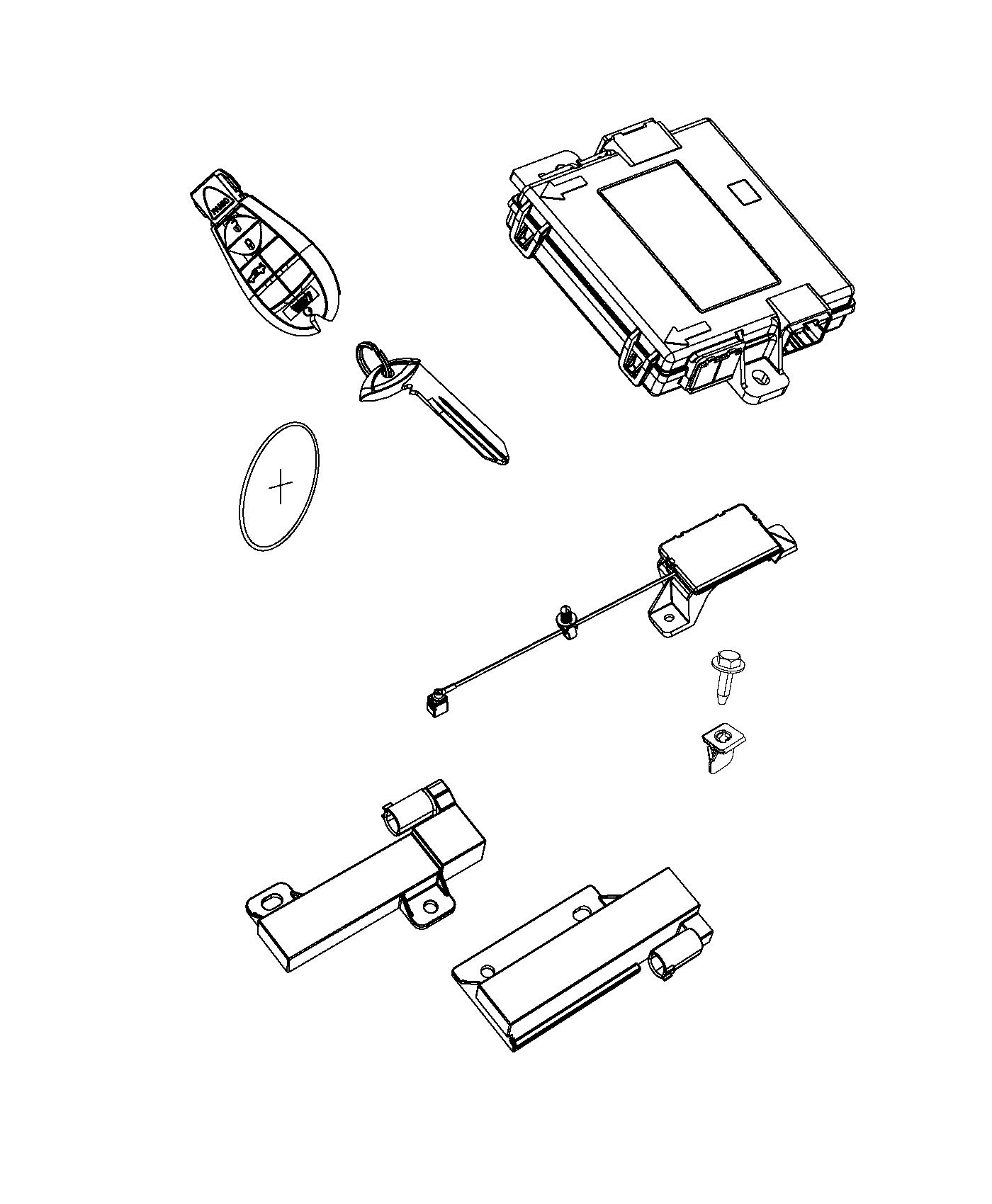 Modules, Keyless Receiver, Transmitter and Antenna. Diagram