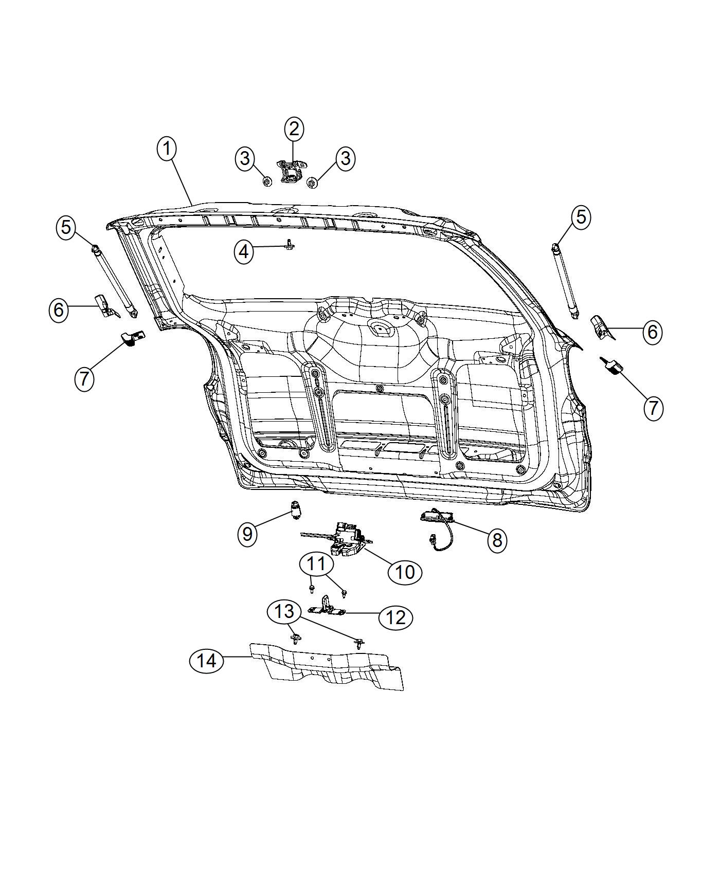 Liftgate and Related Parts. Diagram