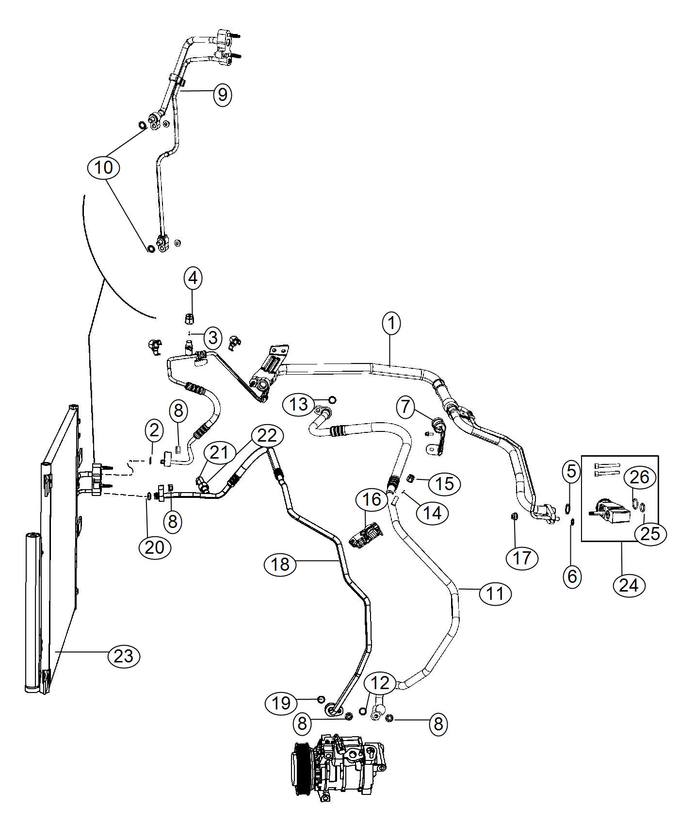 Diagram A/C Plumbing. for your Jeep Wrangler  