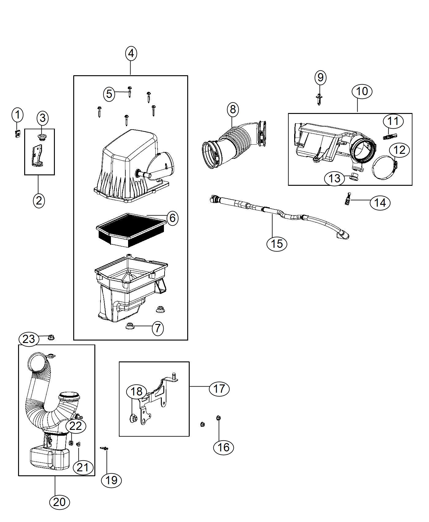 Diagram Air Cleaner. for your Jeep Cherokee  