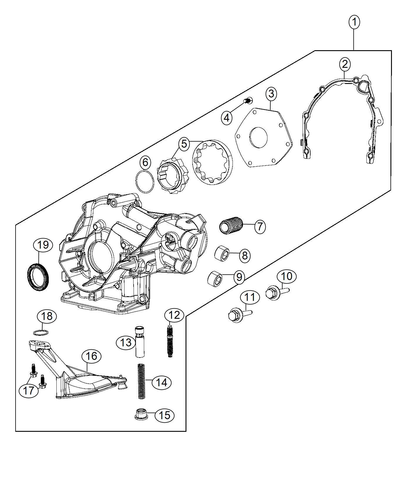 Diagram Engine Oil Pump 1.4L Turbocharged [1.4L I4 MultiAir Turbo Engine]. for your 2002 Chrysler 300  M 