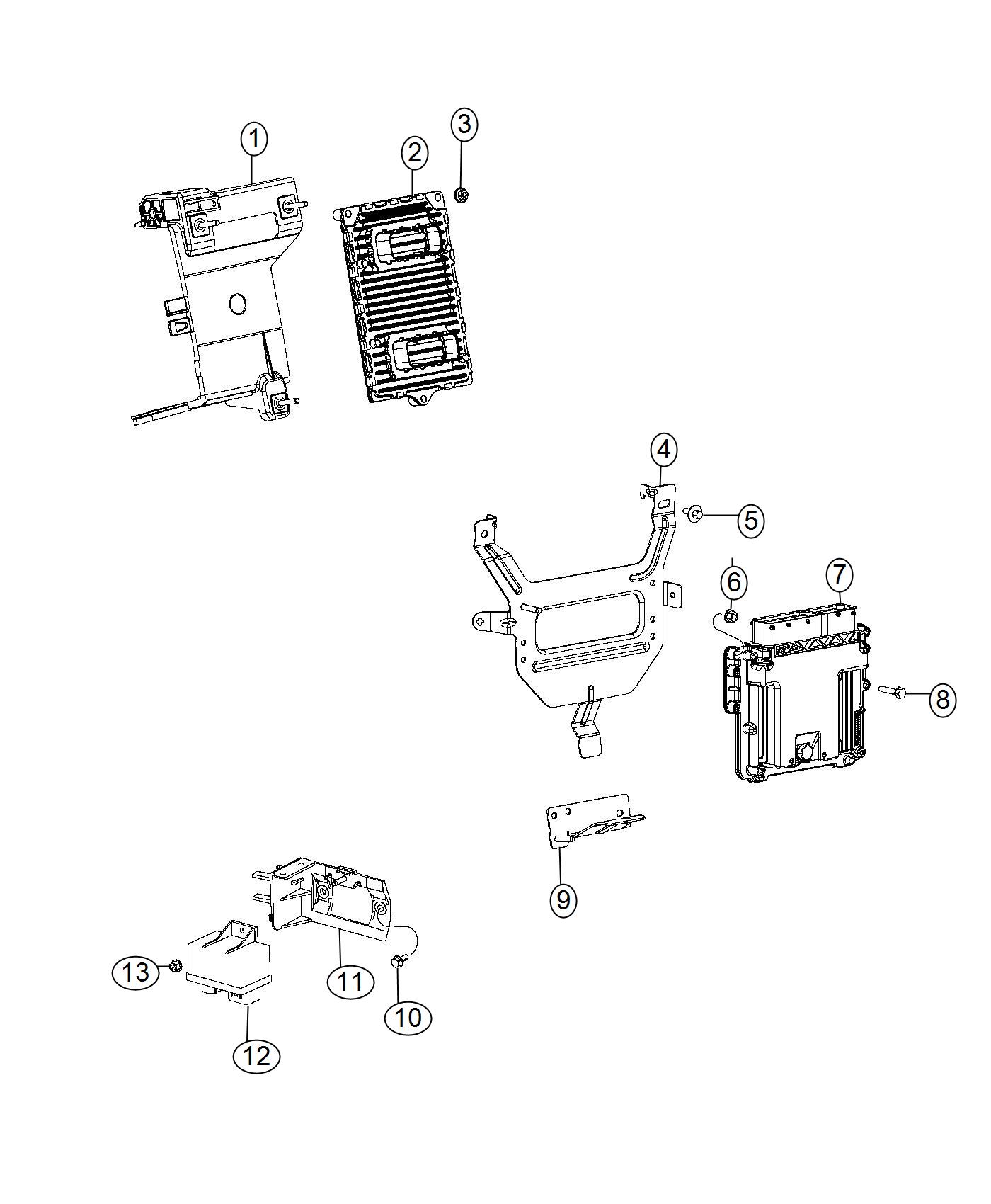 Diagram Modules, Engine Compartment. for your 2005 Jeep Grand Cherokee   