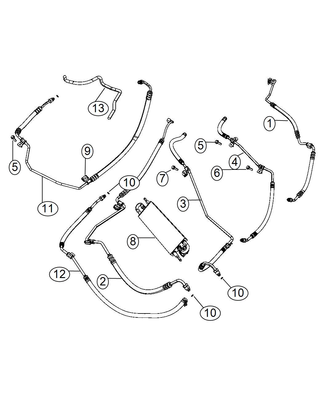 Power Steering Hoses. Diagram