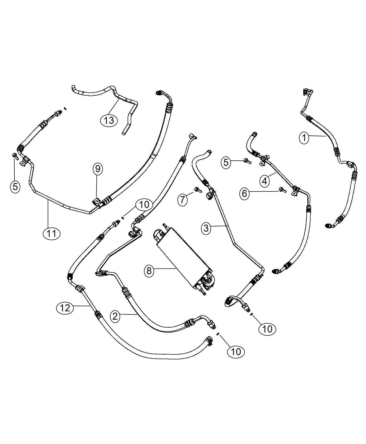 Power Steering Hoses. Diagram