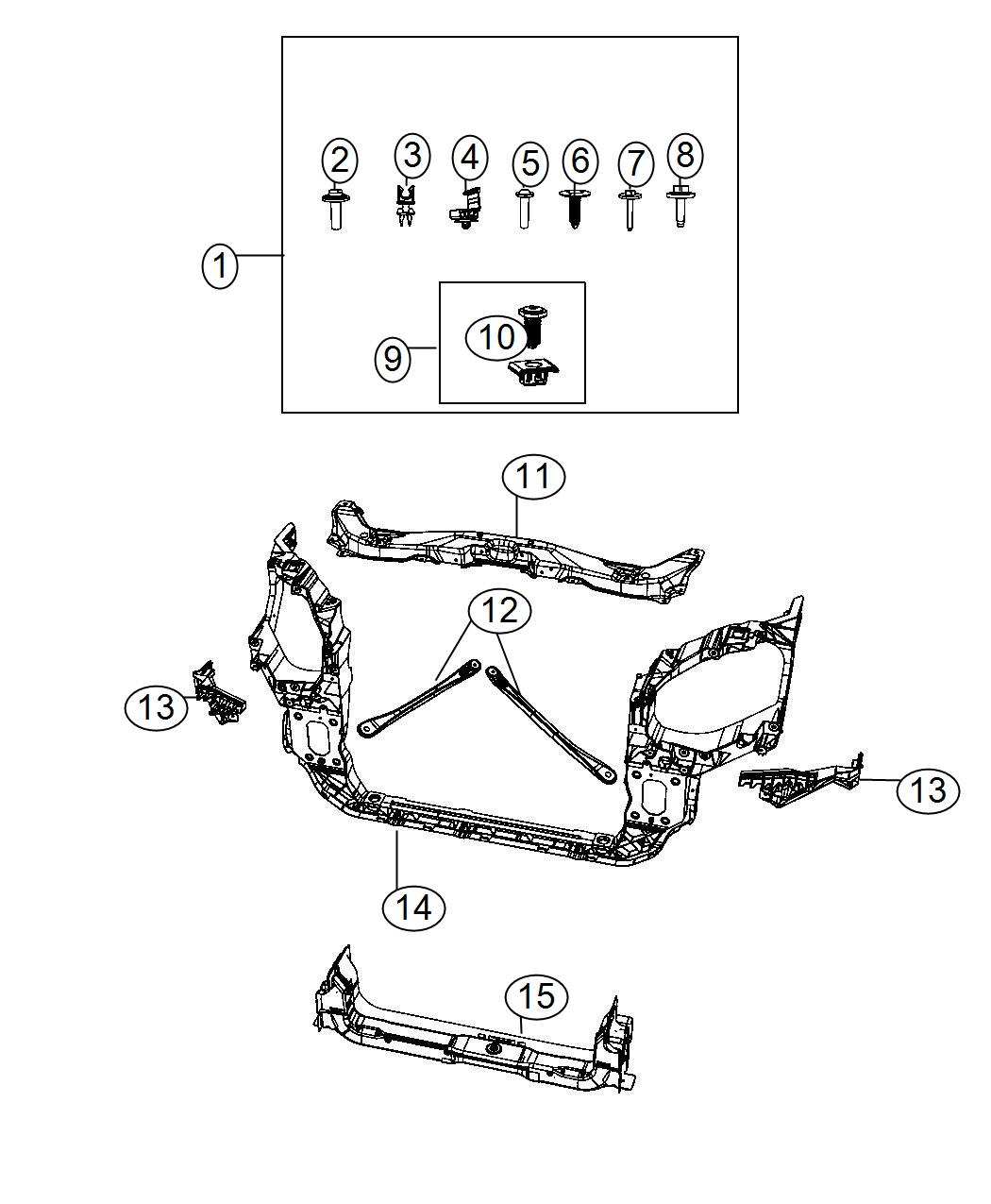 Diagram Radiator Support. for your Jeep Wrangler  