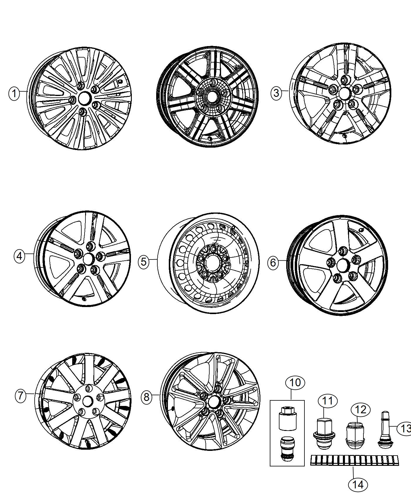 Diagram Wheels and Hardware. for your Dodge