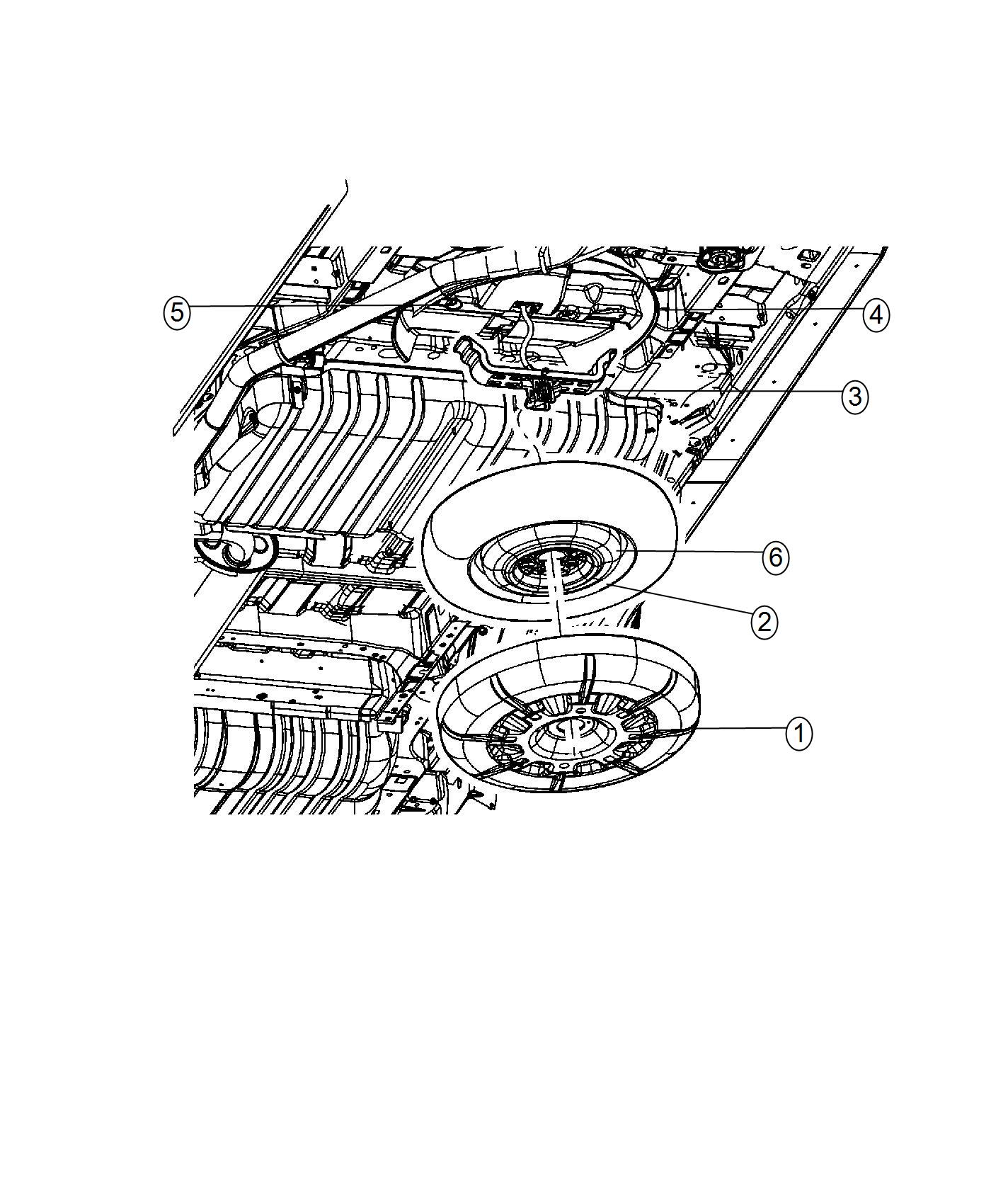 Diagram Spare Tire Stowage. for your 2011 Chrysler Town & Country   
