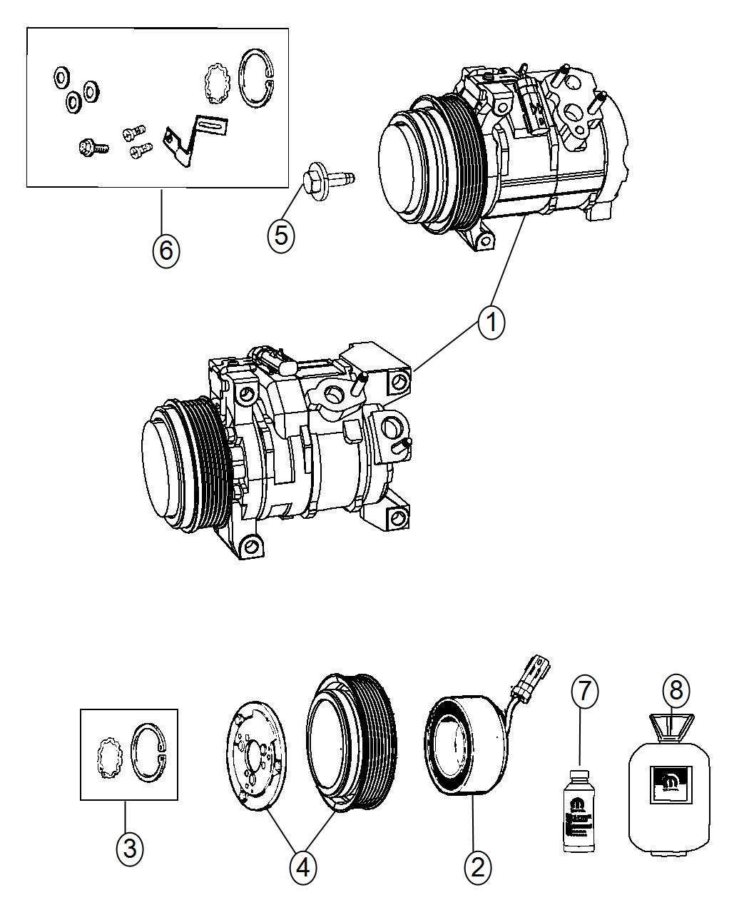 Diagram A/C Compressor. for your Chrysler Town & Country  