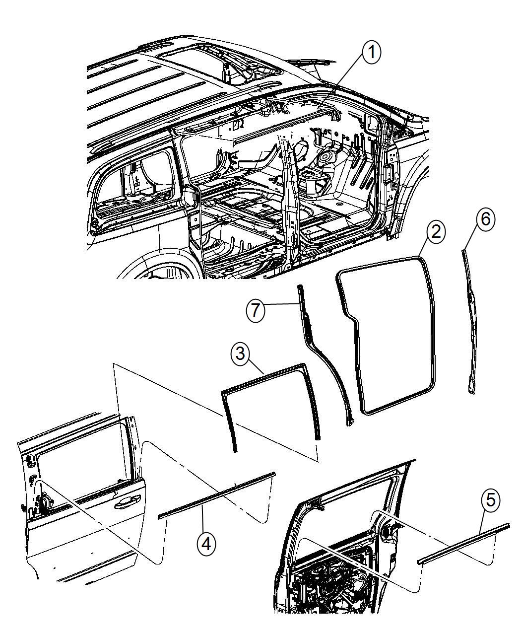 Diagram Weatherstrips, Sliding Door. for your Chrysler