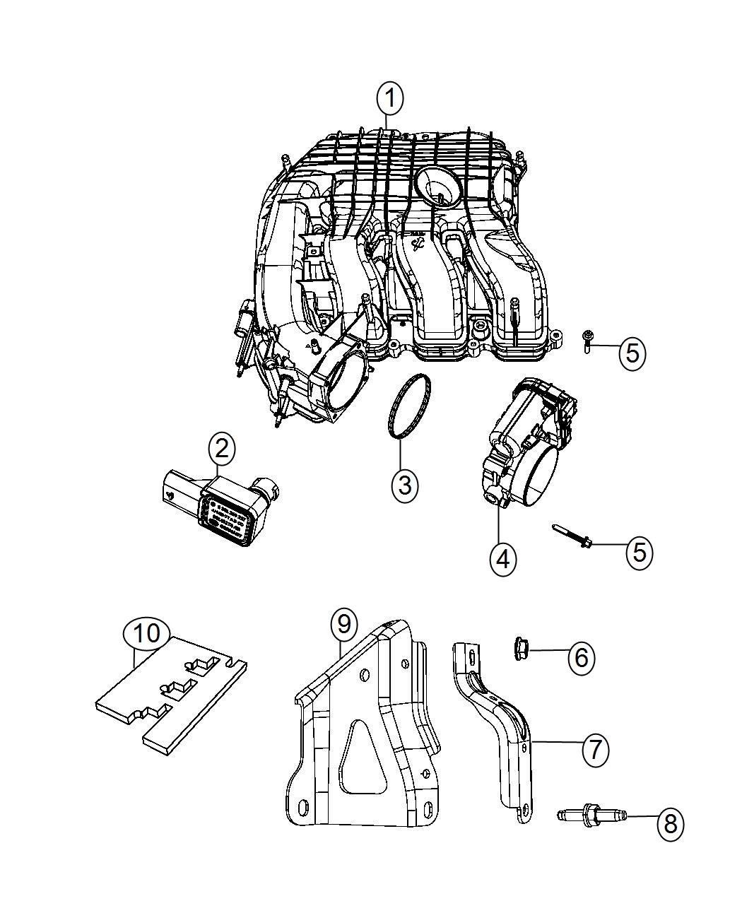 Diagram Intake Manifold Plenum 3.6L [3.6L V6 24V VVT Engine]. for your 2014 Chrysler Town & Country   