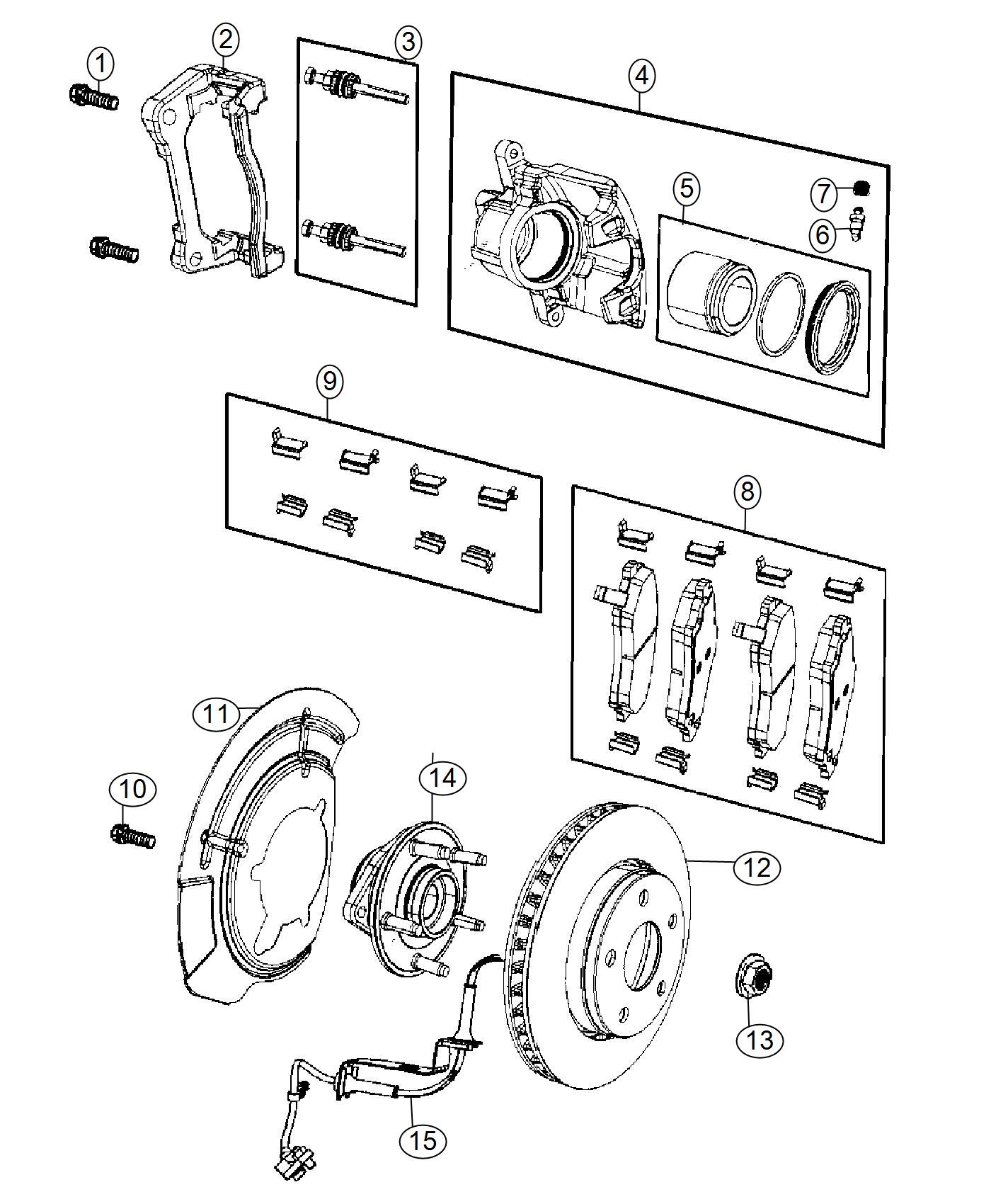 Diagram Brakes, Front. for your 1999 Chrysler 300  M 