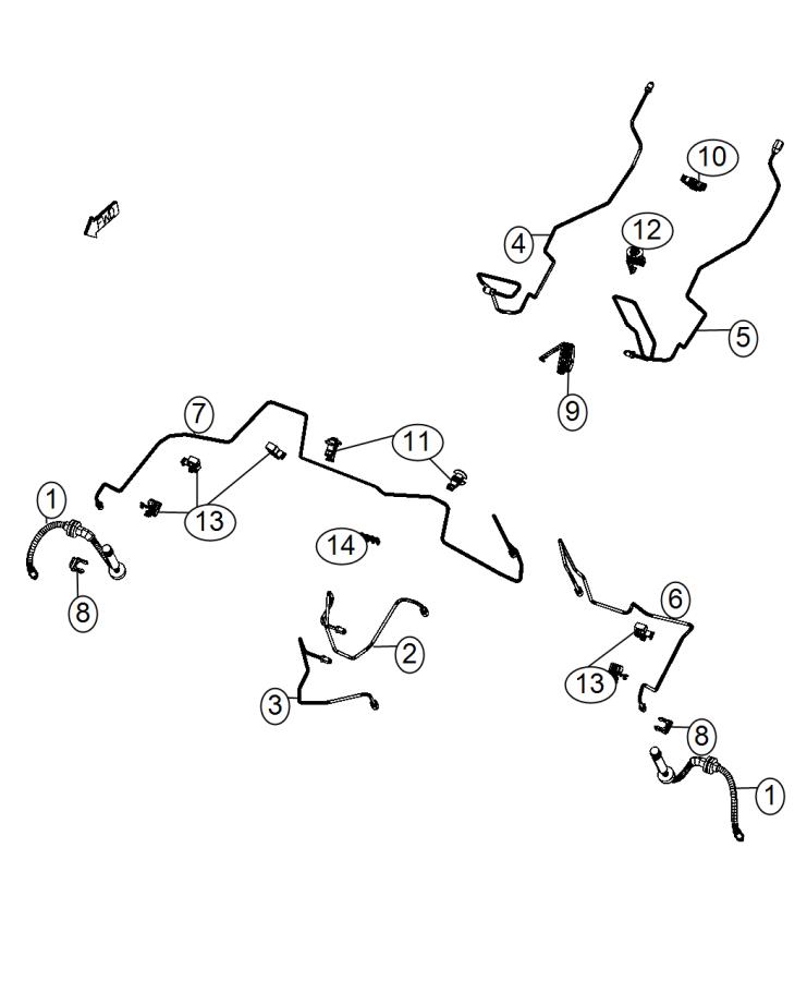 Diagram Brake Tubes and Hoses. for your Dodge
