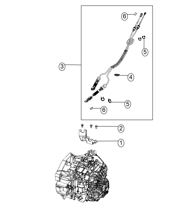 Gear Shift Cable And Bracket. Diagram