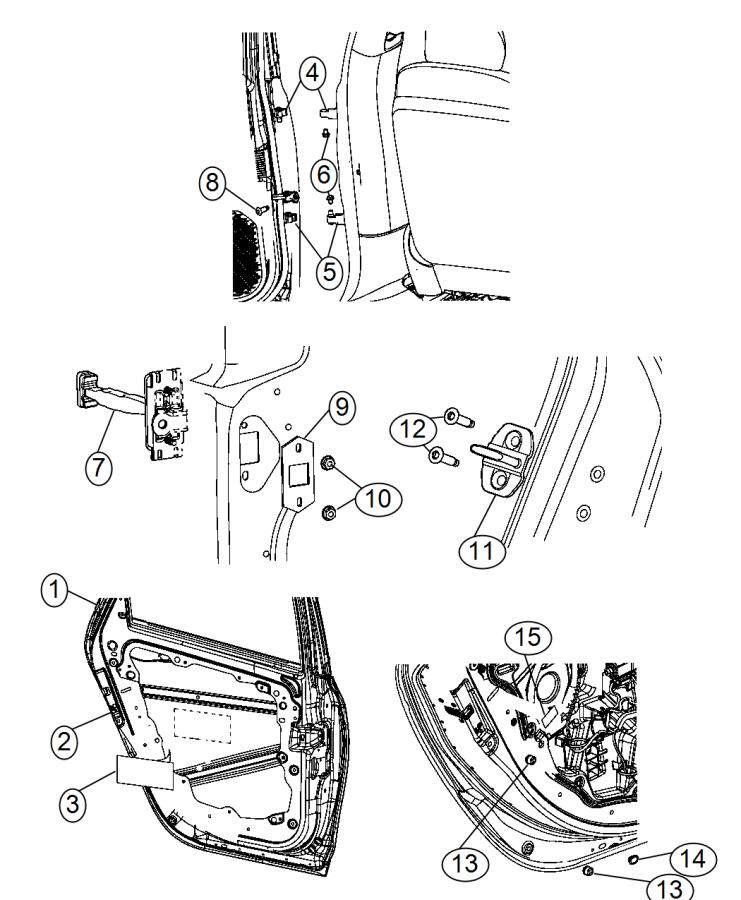 Rear Door, Shell And Hinges. Diagram