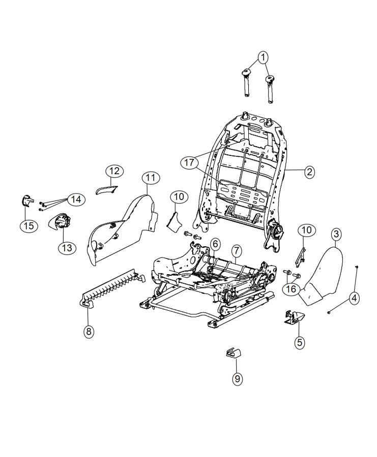 Diagram Adjusters, Recliners and Shields - Passenger Seat. for your Chrysler 300  M