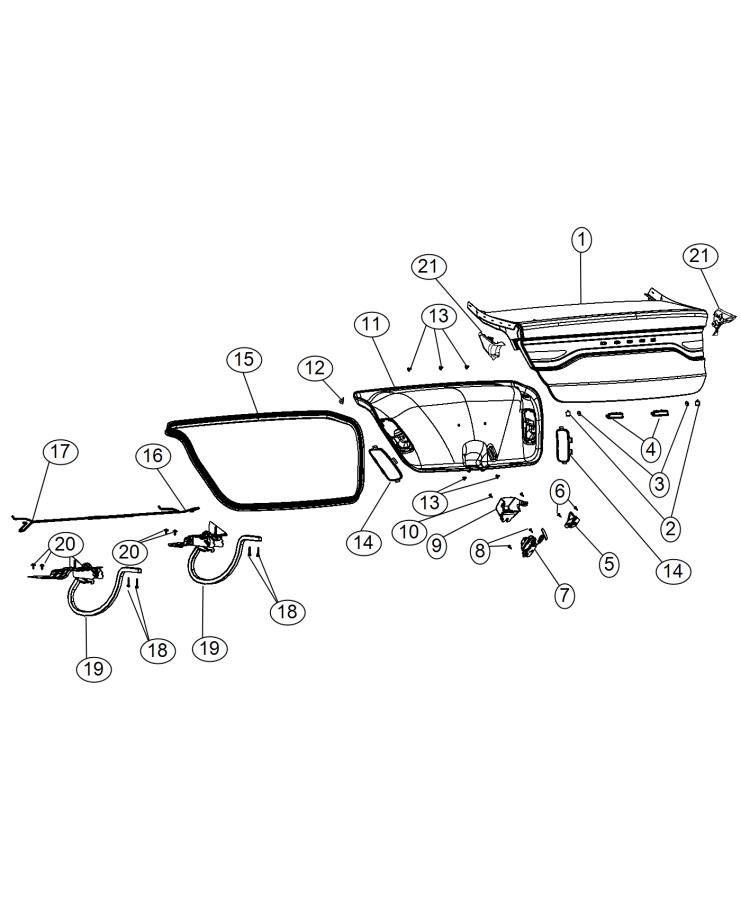 Diagram Decklid and Related Parts. for your Dodge Dart  