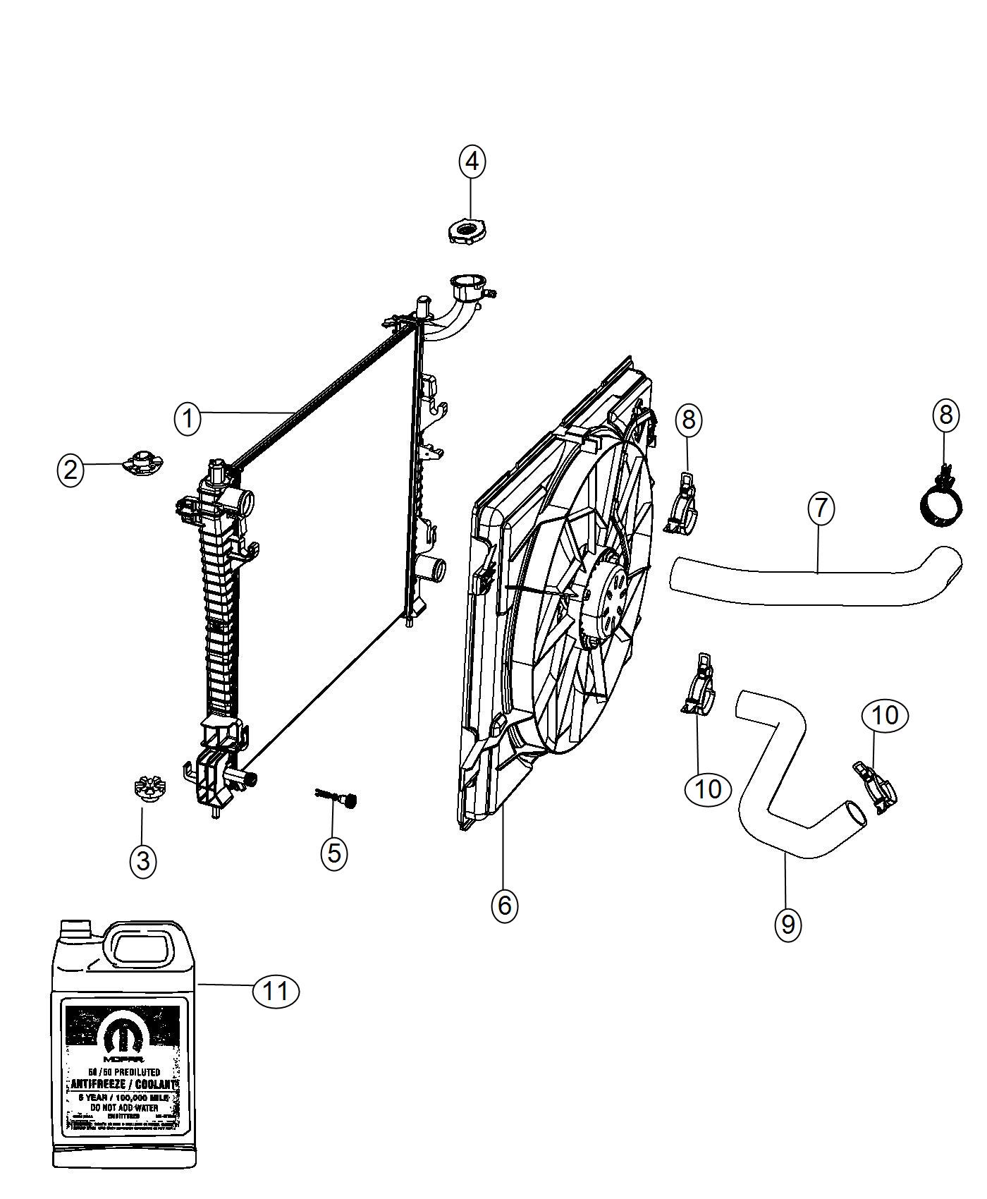 Diagram Radiator and Related Parts Gas,3.6L, [3.6L V6 24V VVT Engine]. for your 2003 Chrysler 300  M 