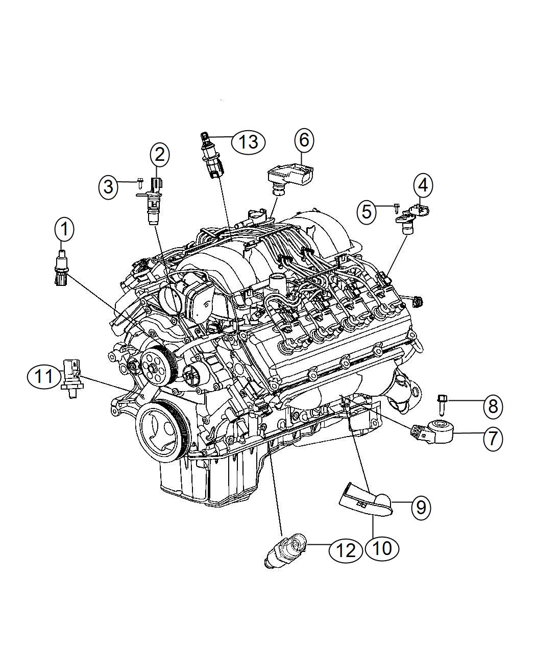 Diagram Sensors, Gas Engine. for your Dodge Durango  