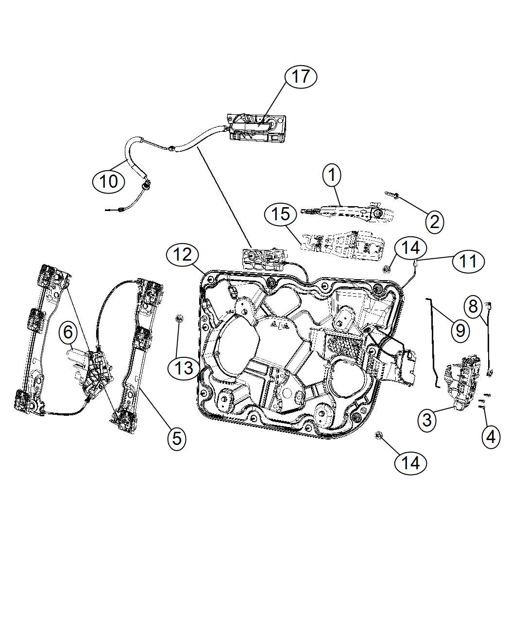 Diagram Front Door, Hardware Components. for your 2016 Dodge Grand Caravan   