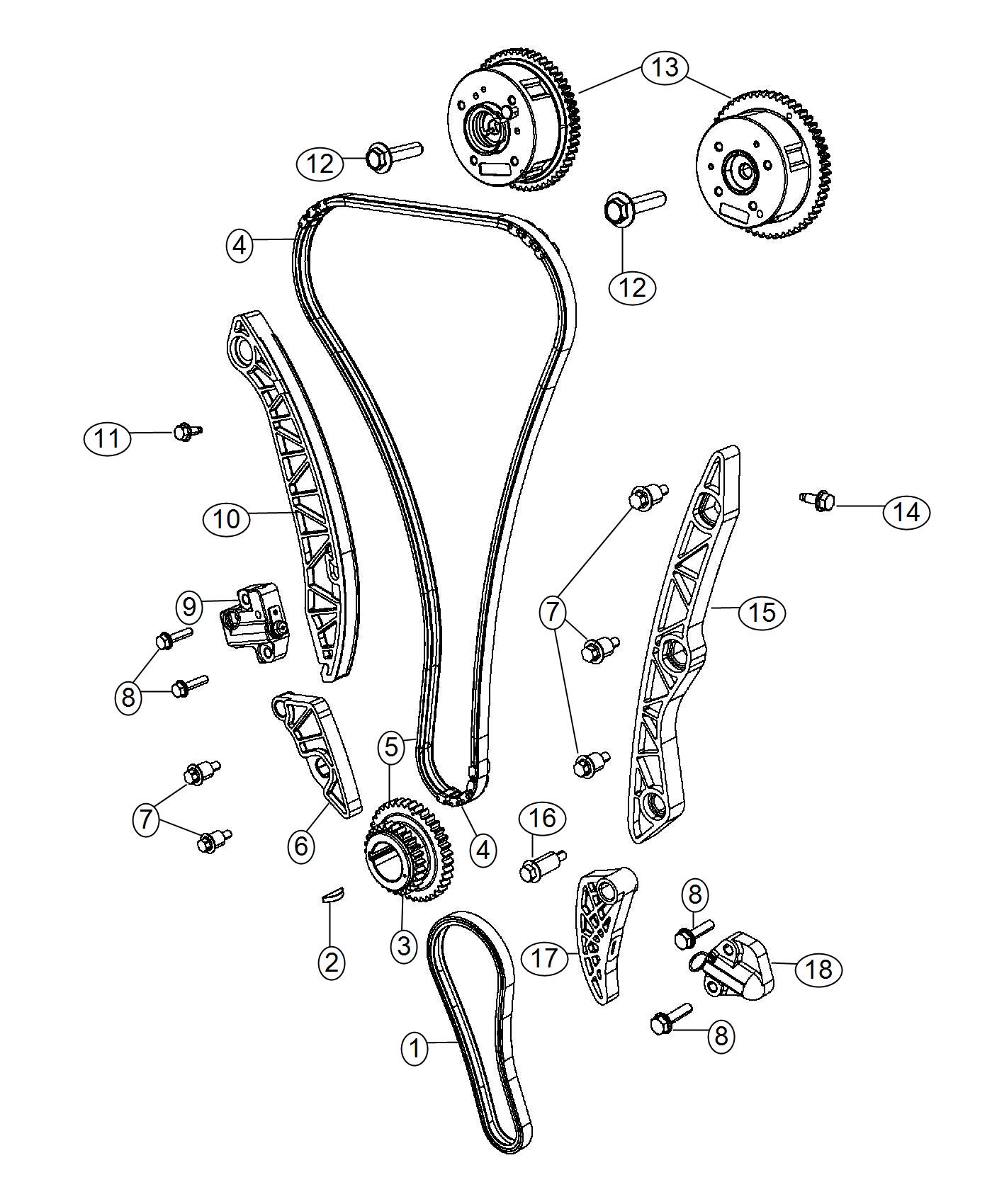 Diagram Timing System 2.4L [2.4L I4 DOHC 16V Dual VVT Engine]. for your Chrysler 200  