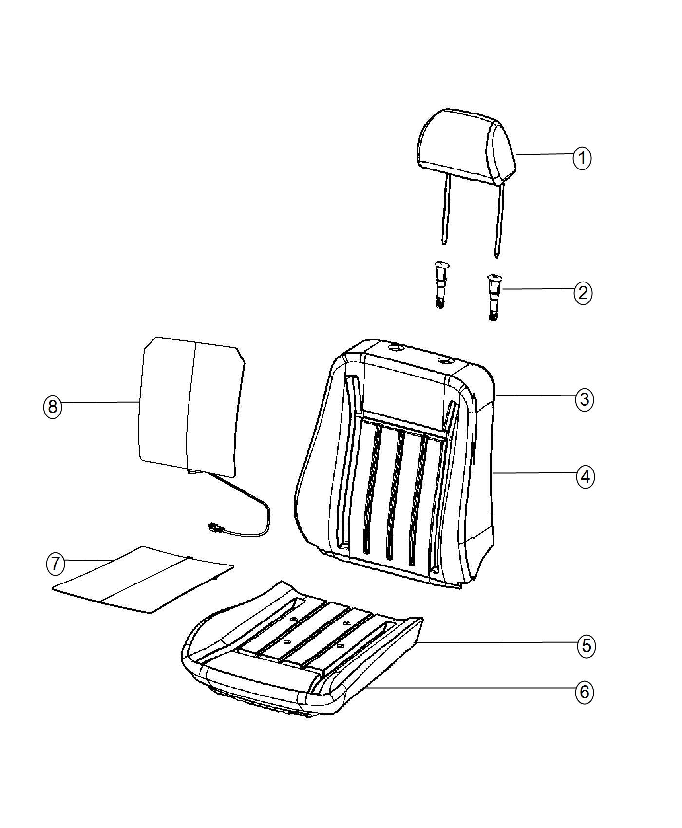 Diagram Front Seat - Bucket - Trim Code [B7]. for your 2000 Chrysler 300  M 