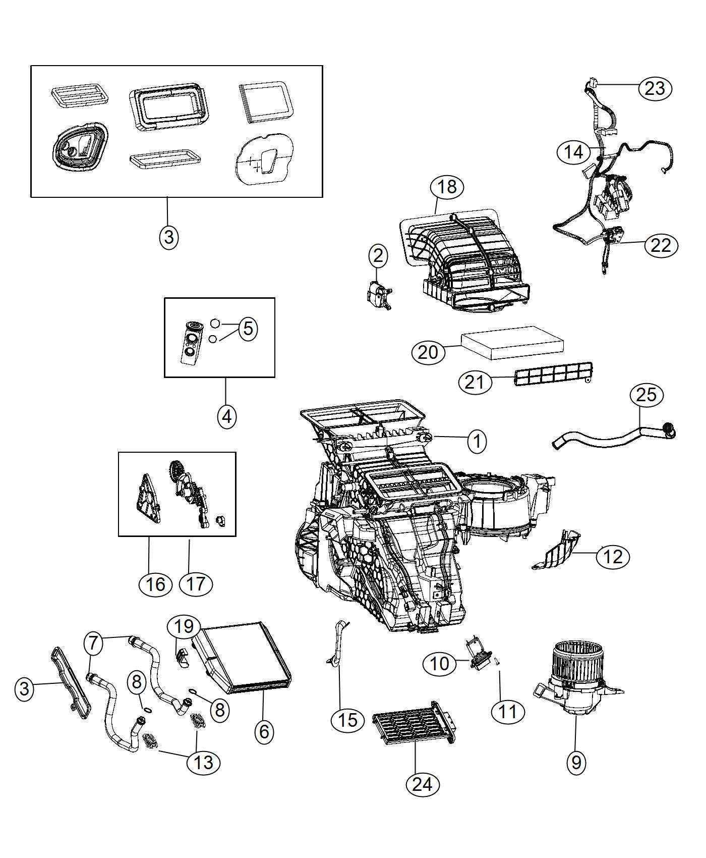 A/C And Heater Unit Serviceable Components. Diagram