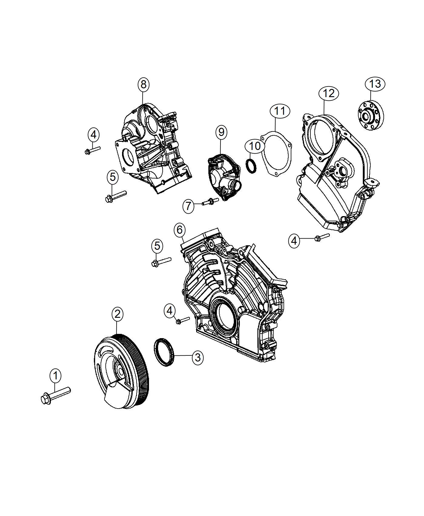 Diagram Timing Case Covers 3.0L Diesel [3.0L V6 Turbo Diesel Engine]. for your 2017 Jeep Cherokee   