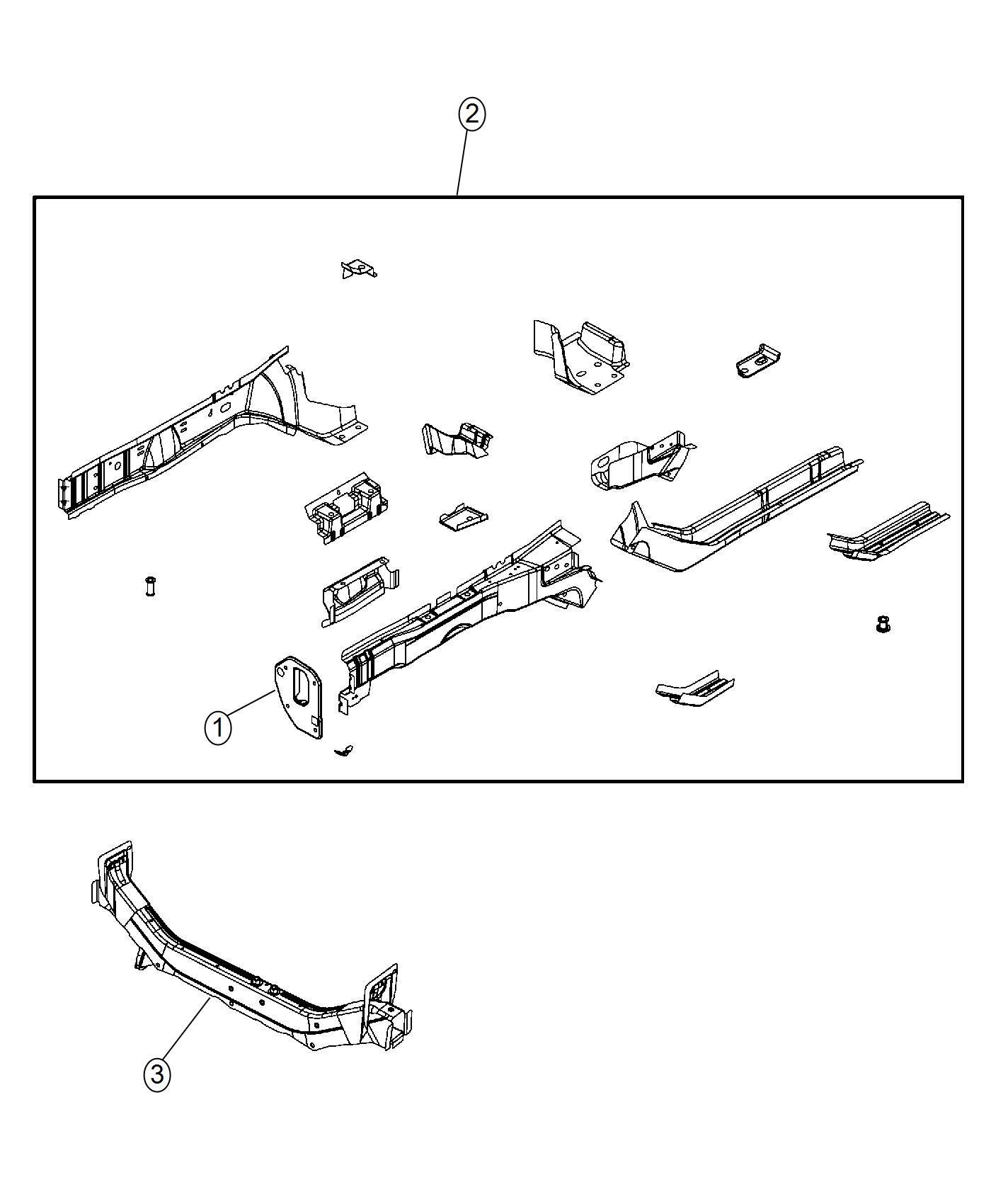 Diagram Frame, Front. for your 2001 Chrysler 300  M 