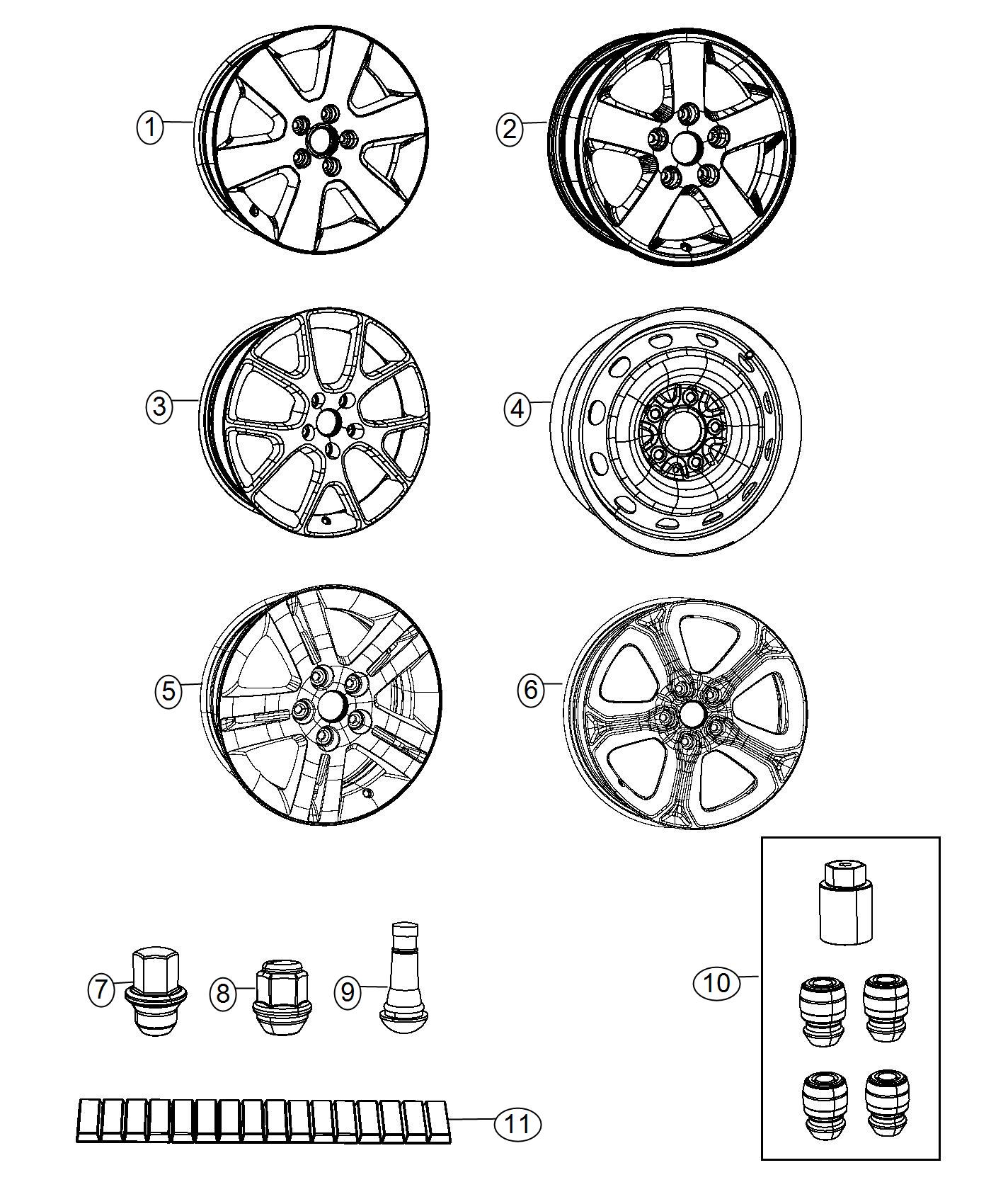 Diagram Wheels and Hardware. for your Dodge