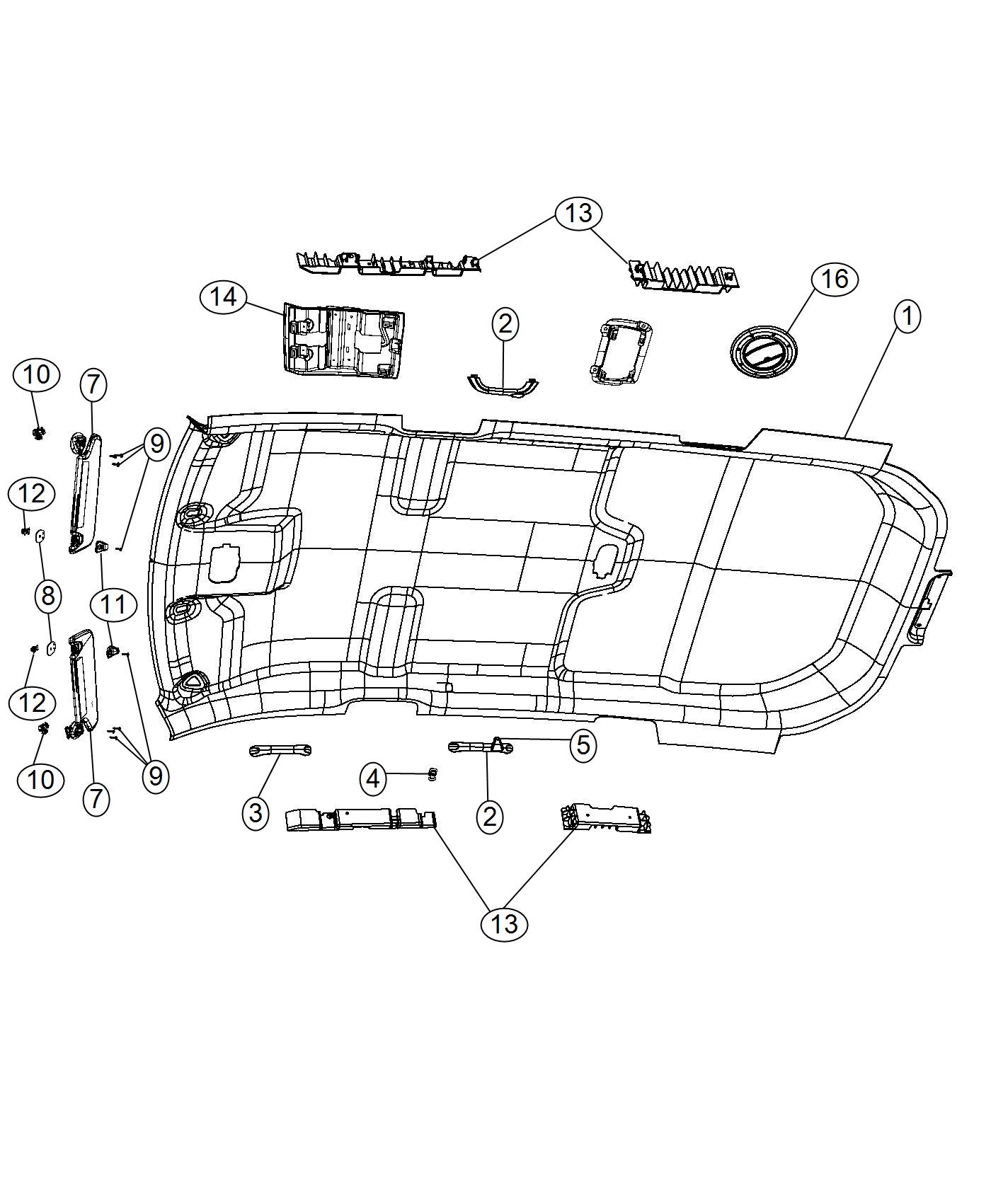 Diagram Headliners and Visors. for your 2014 Dodge Journey   