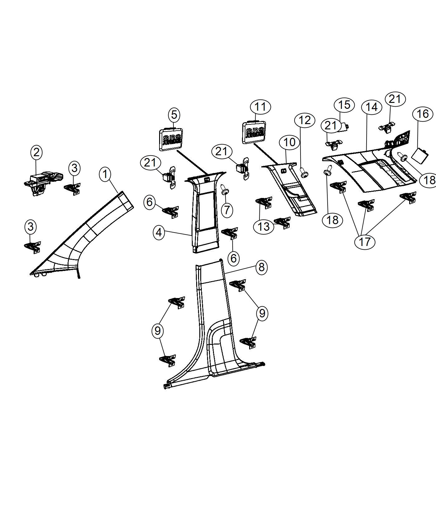 Interior Moldings and Pillars. Diagram