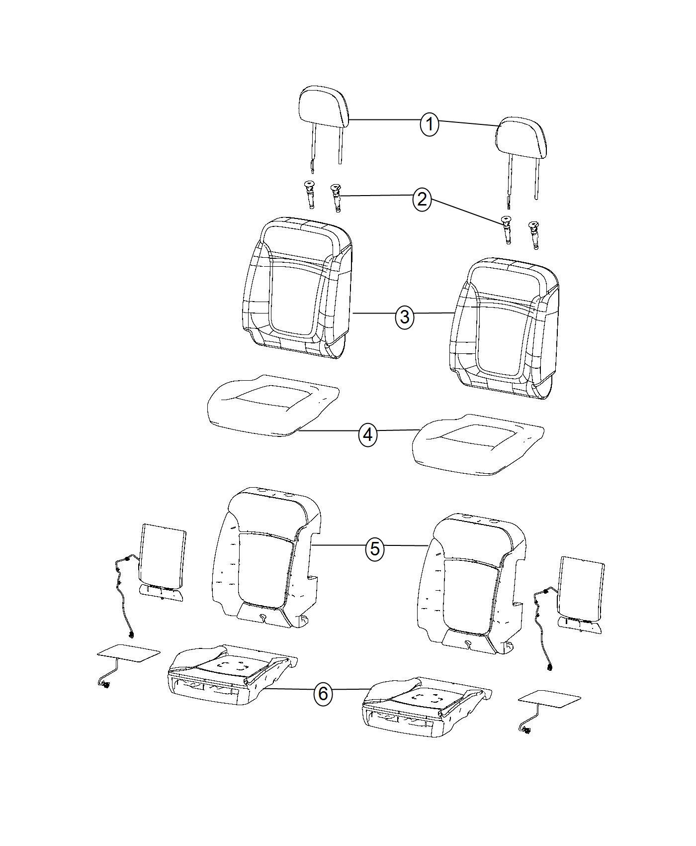 Diagram Front Seat - Bucket - Trim Code [E5]. for your Chrysler