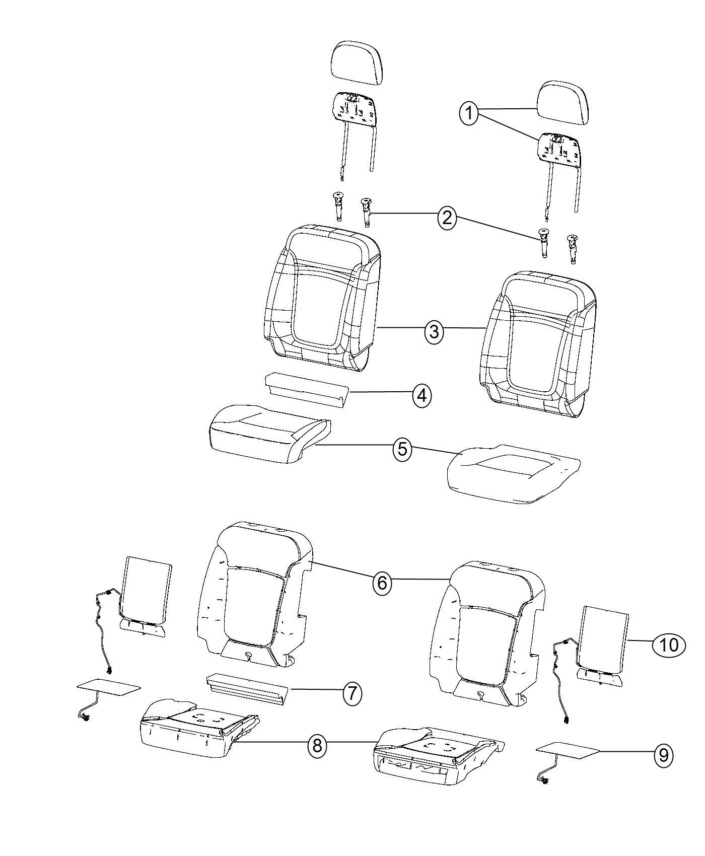 Diagram Front Seat - Bucket - Trim Code [AL]. for your Dodge
