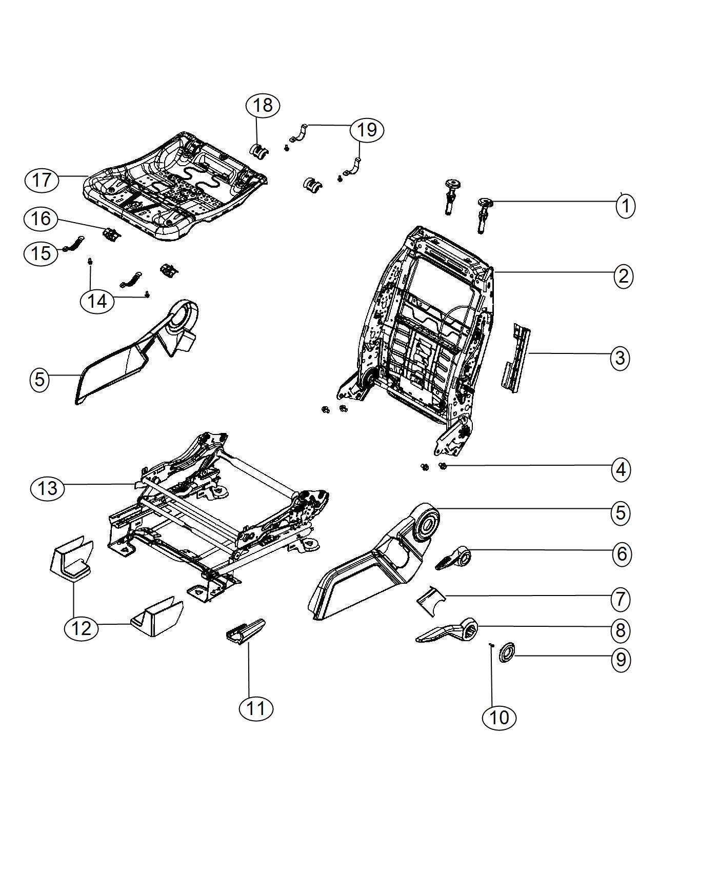 Diagram Adjusters, Recliners and Shields - Driver Seat - Manual. for your Dodge