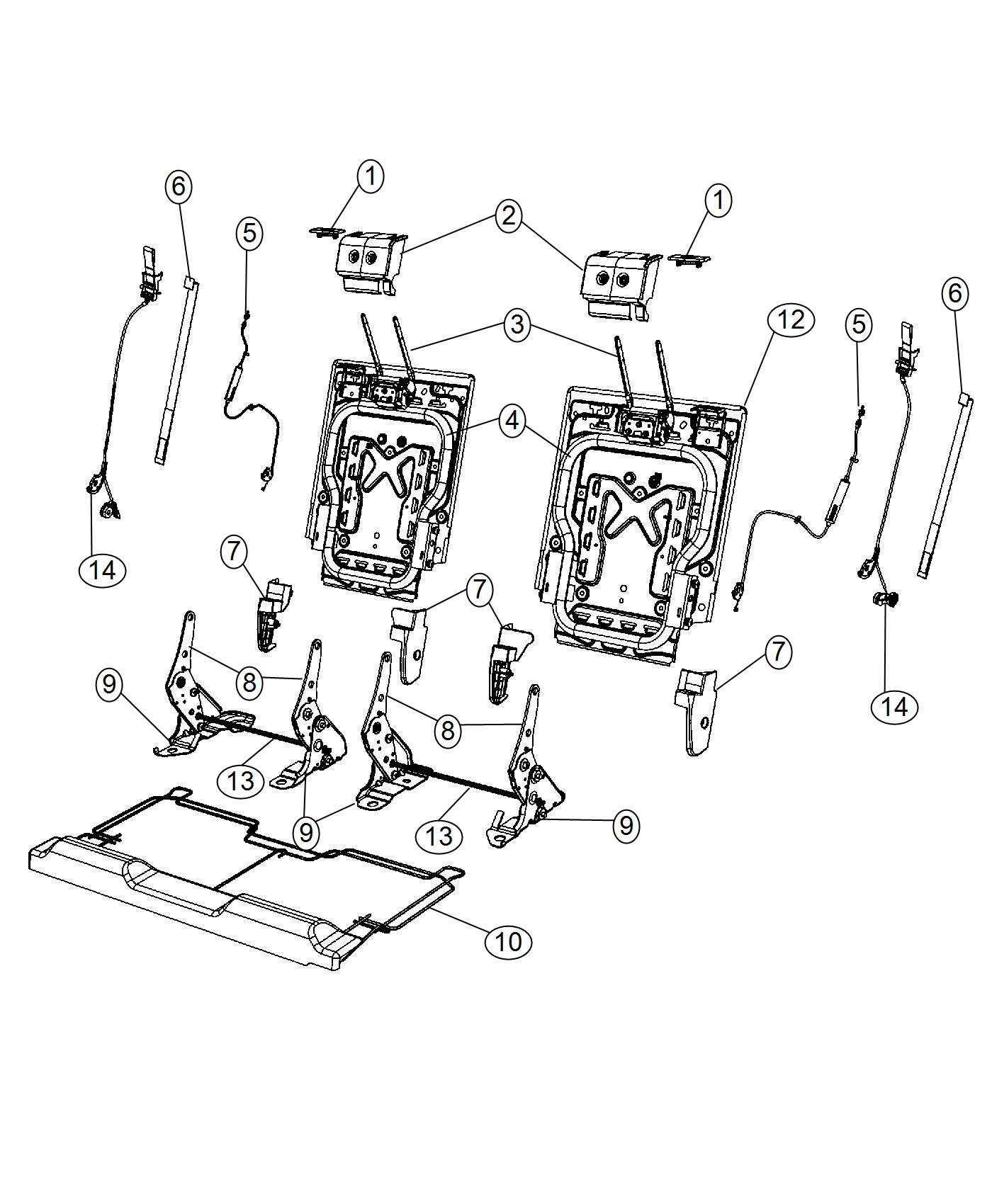 Diagram Third Row - 50/50. for your 2003 Chrysler 300  M 