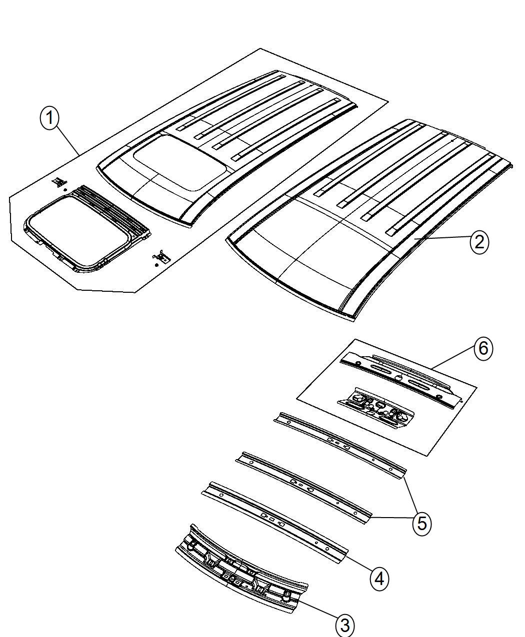 Diagram Roof Panel. for your 2003 Ram 3500   