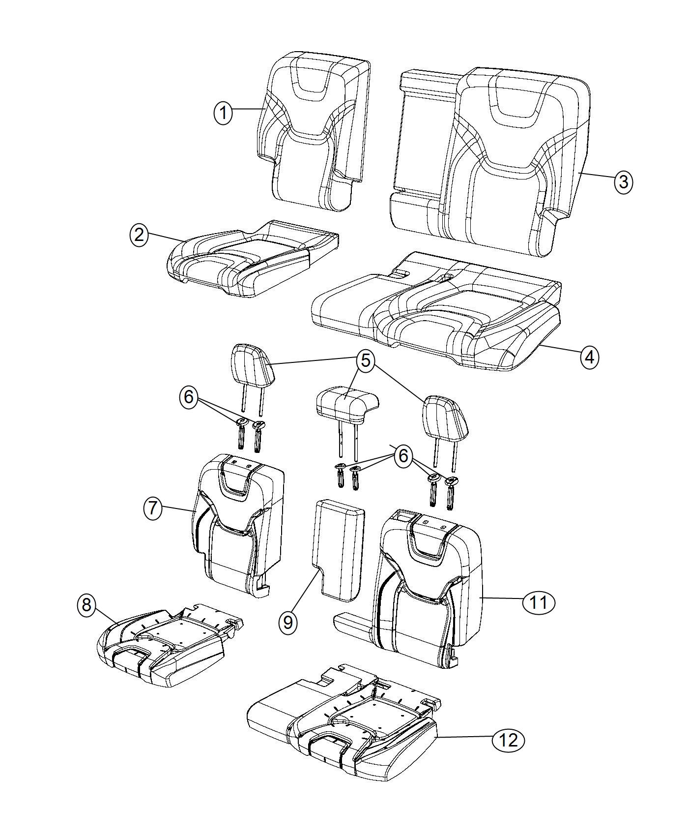 Diagram Rear Seat - Split Seat - Trim Code [A7]. for your 2003 Chrysler 300  M 