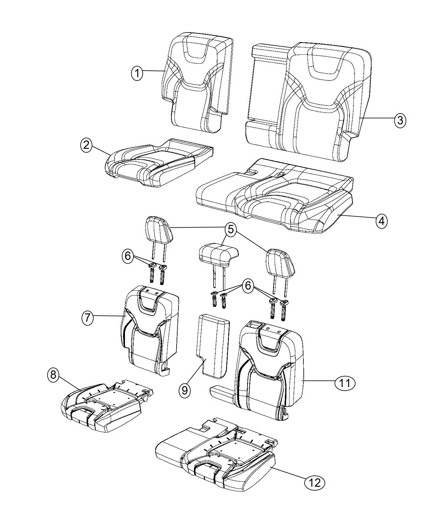 Diagram Rear Seat - Split Seat - Trim Code [D5]. for your 2003 Chrysler 300  M 