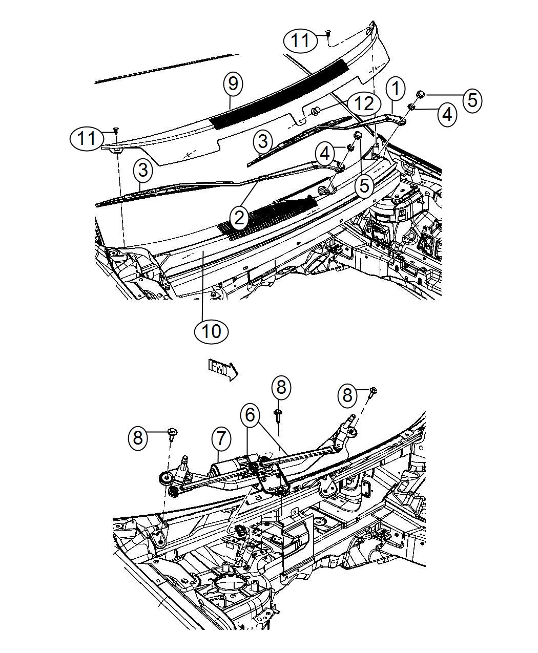 Diagram Front Wiper System. for your Dodge