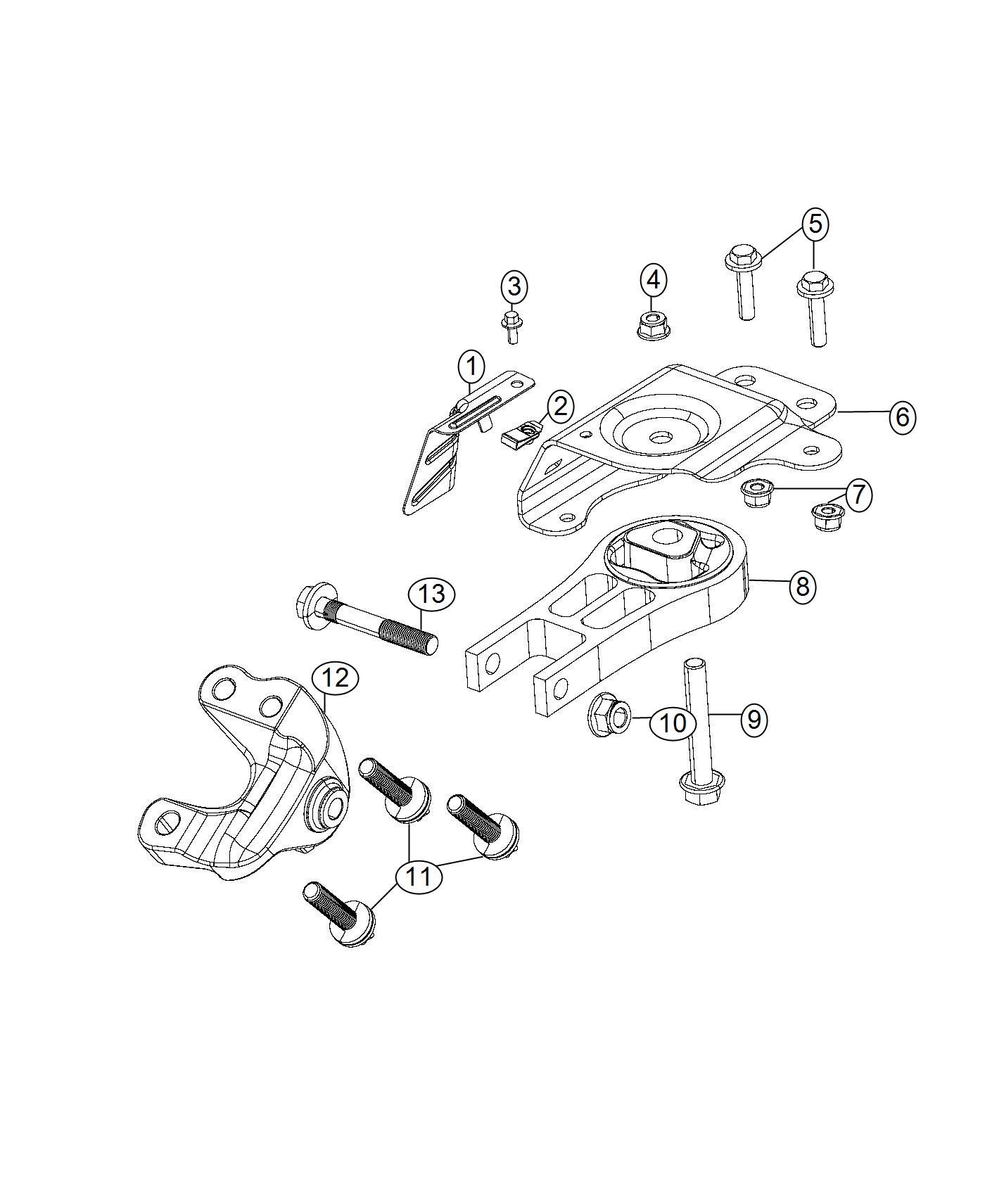 Diagram Engine Mounting Front/Rear 2.4L [2.4L I4 MultiAir Engine]. for your 2000 Chrysler 300  M 