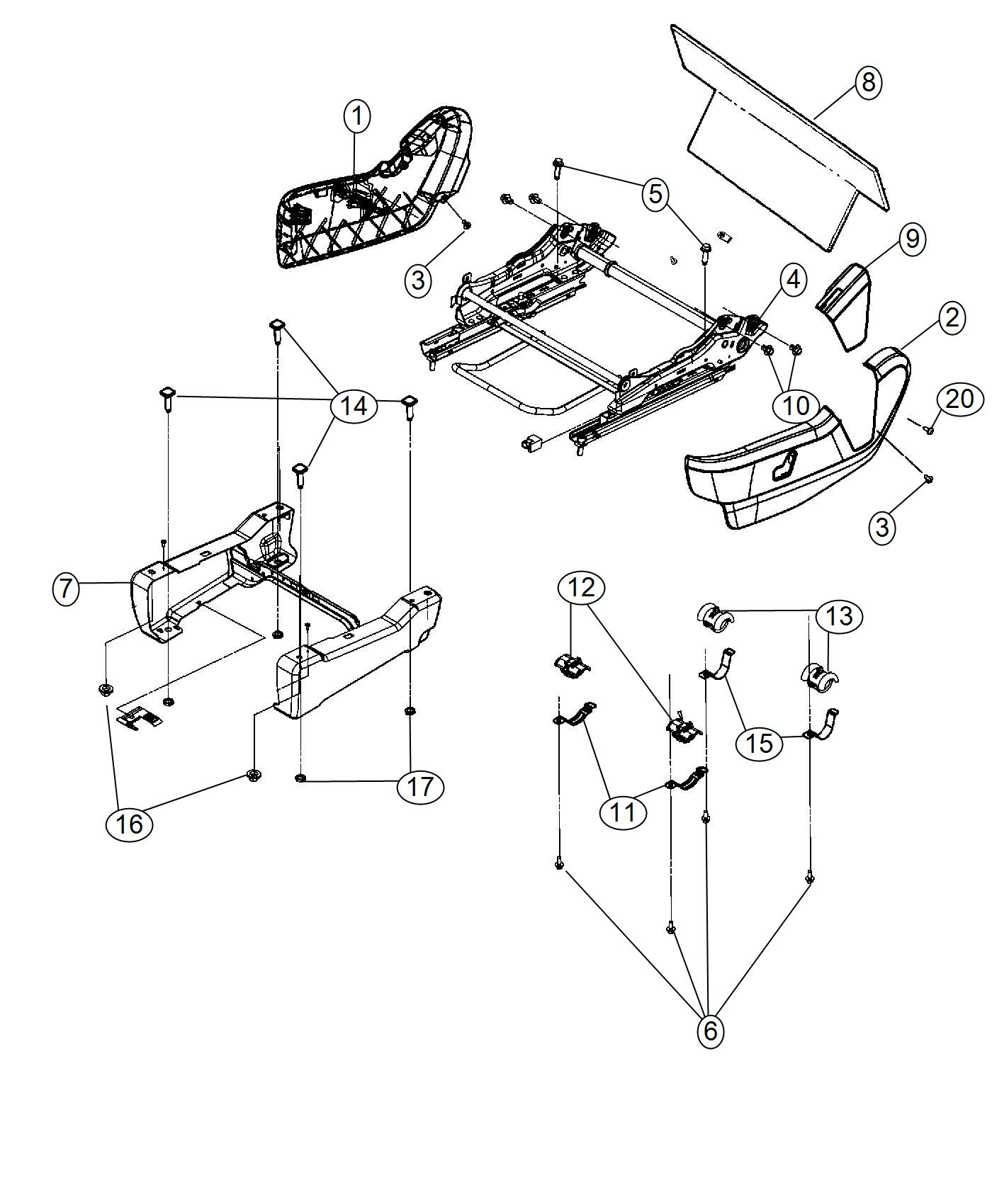 Diagram Adjusters, Recliners and Shields - Driver Side - Manual. for your 2009 Dodge Grand Caravan   