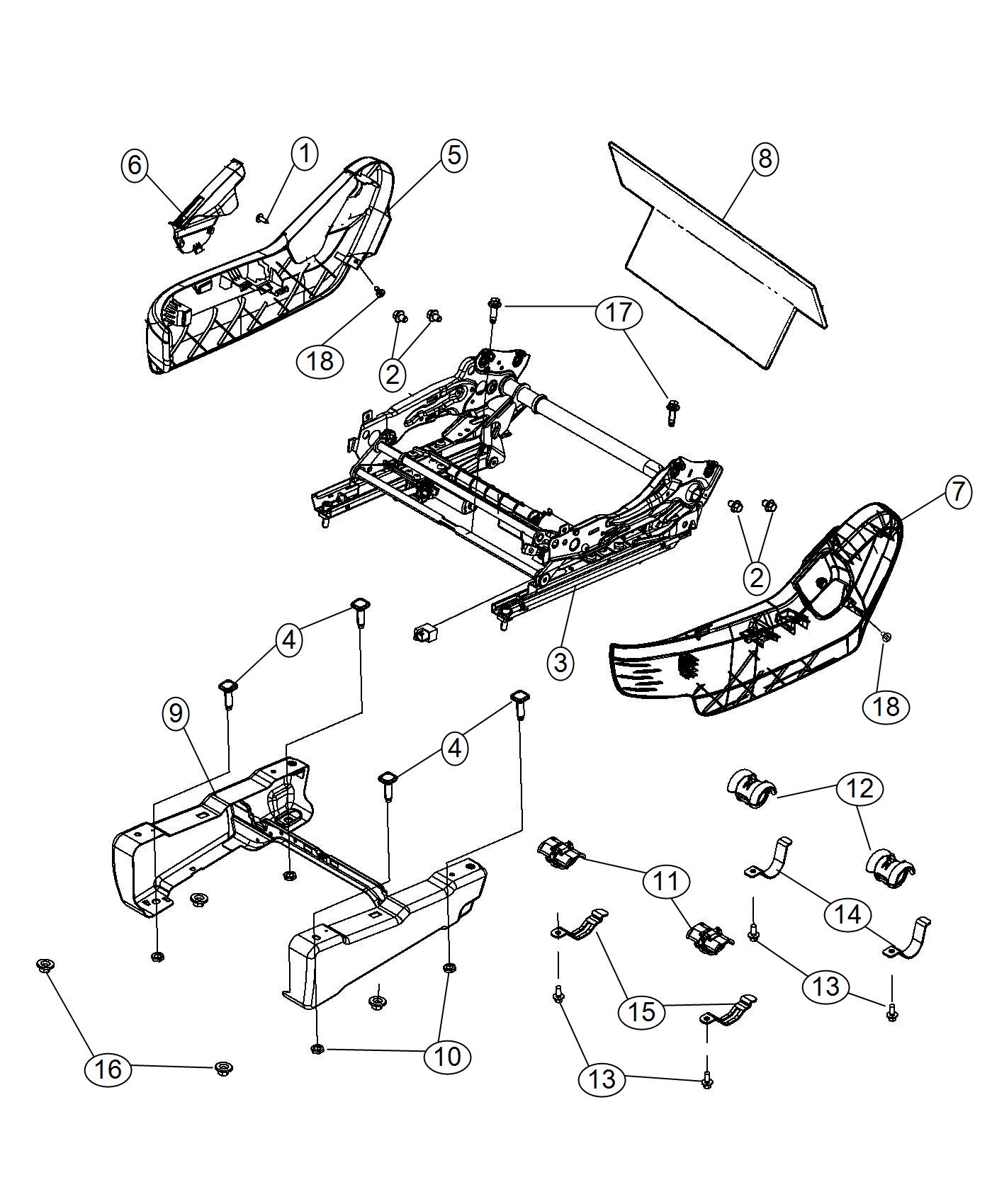 Diagram Adjusters, Recliners and Shields - Passenger Side - Power. for your Dodge Grand Caravan  