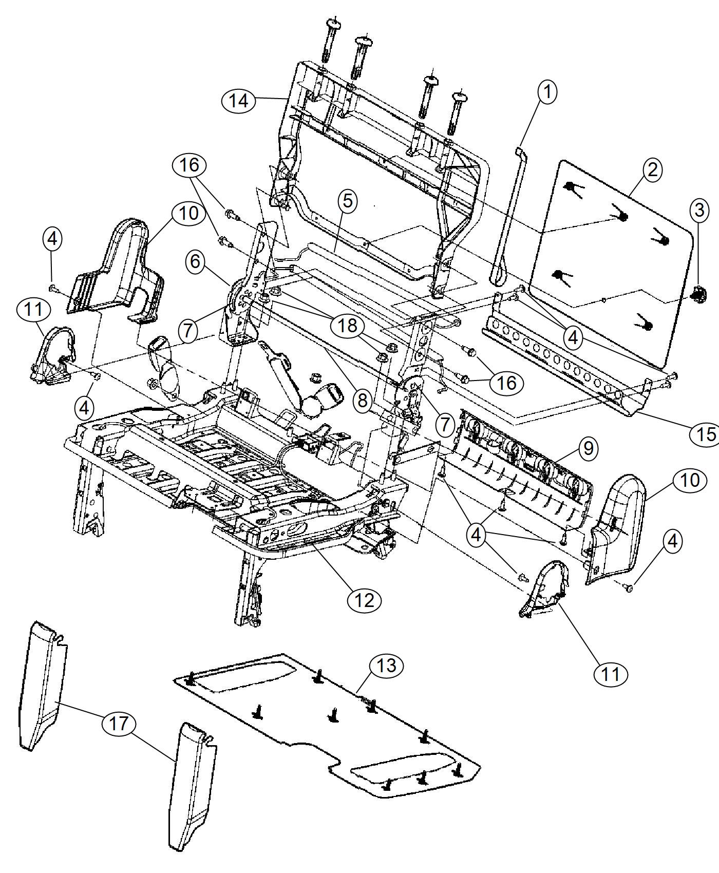 Diagram Third Row - 60/40 Stow and Go - 60% Side. for your Chrysler