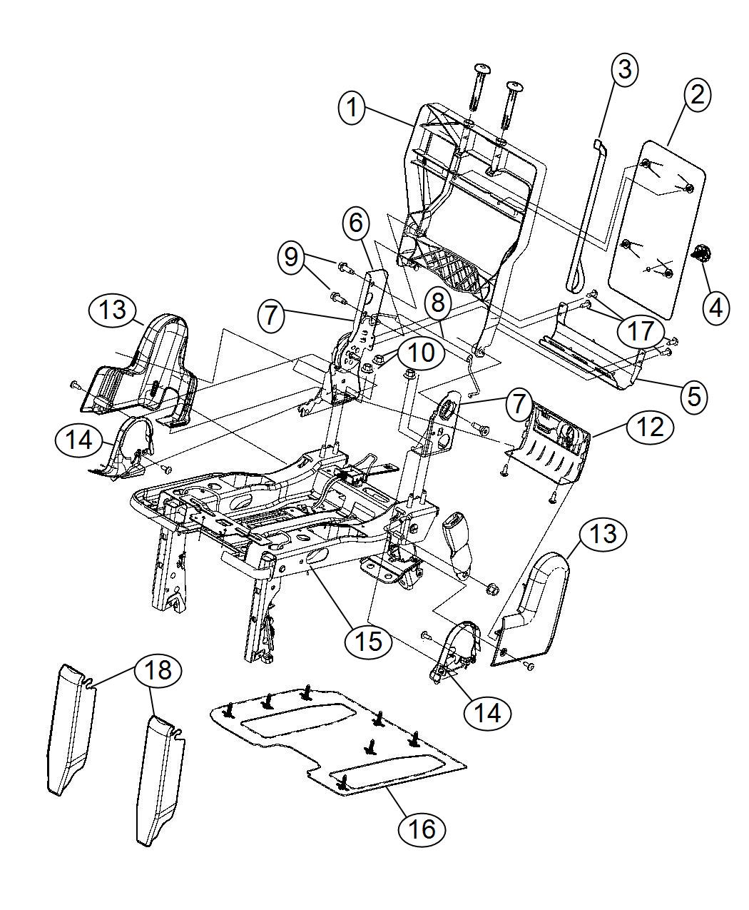 Diagram Third Row - 60/40 Stow and Go - 40% Side. for your Dodge