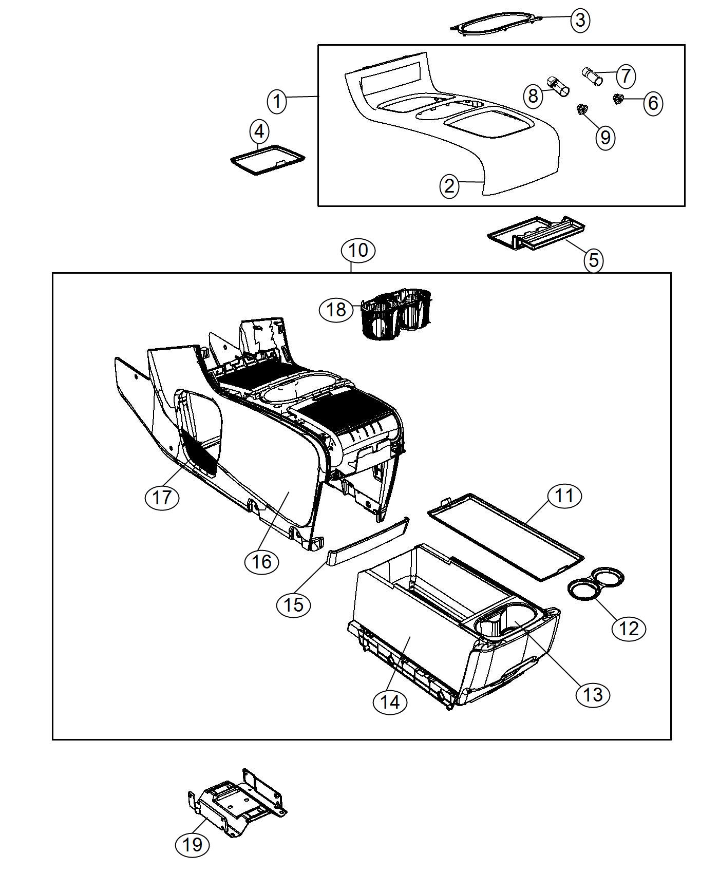 Diagram Floor Console Front. for your Jeep