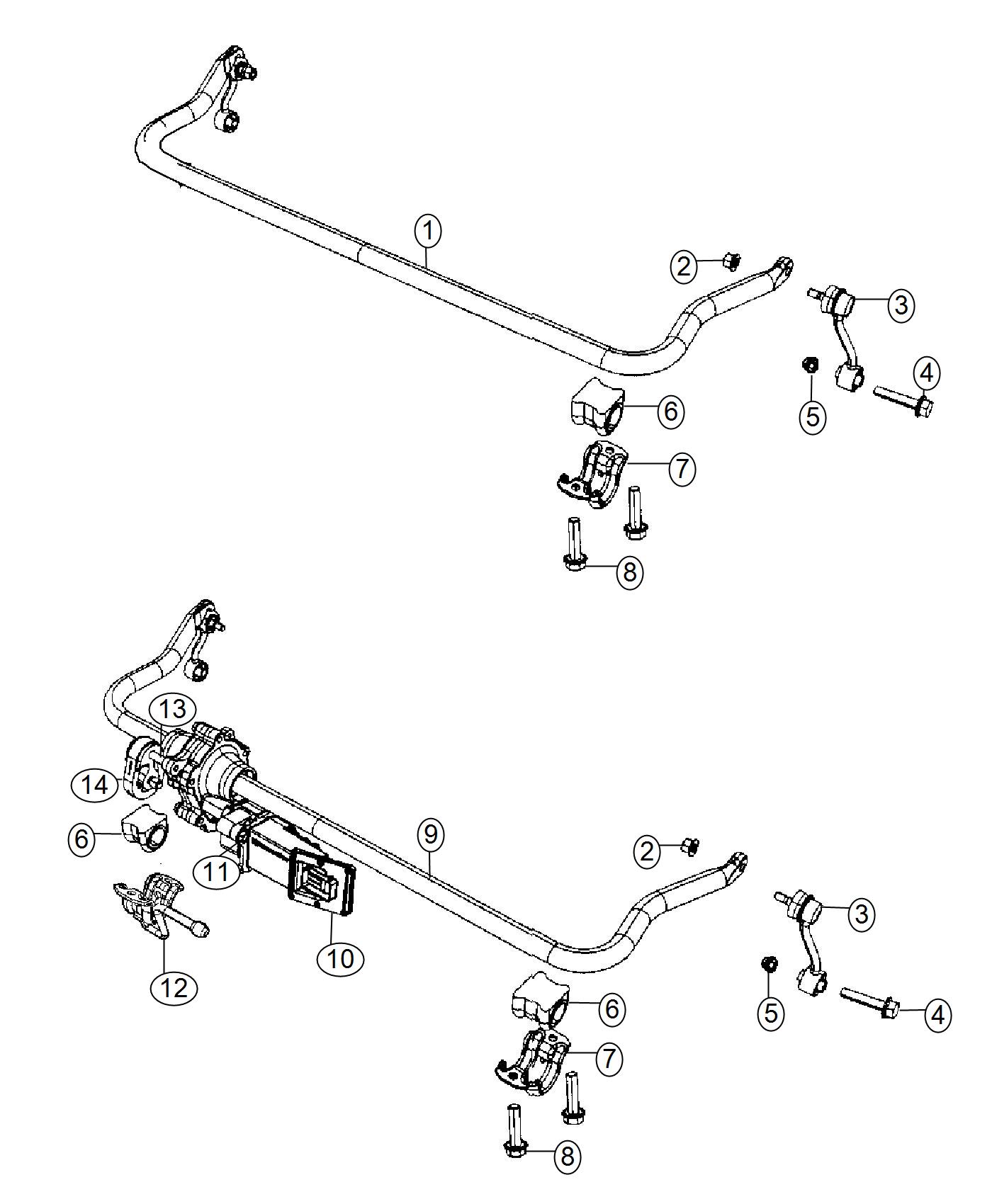 Diagram Stabilizer Bar, Front,. for your 2014 Jeep Wrangler   