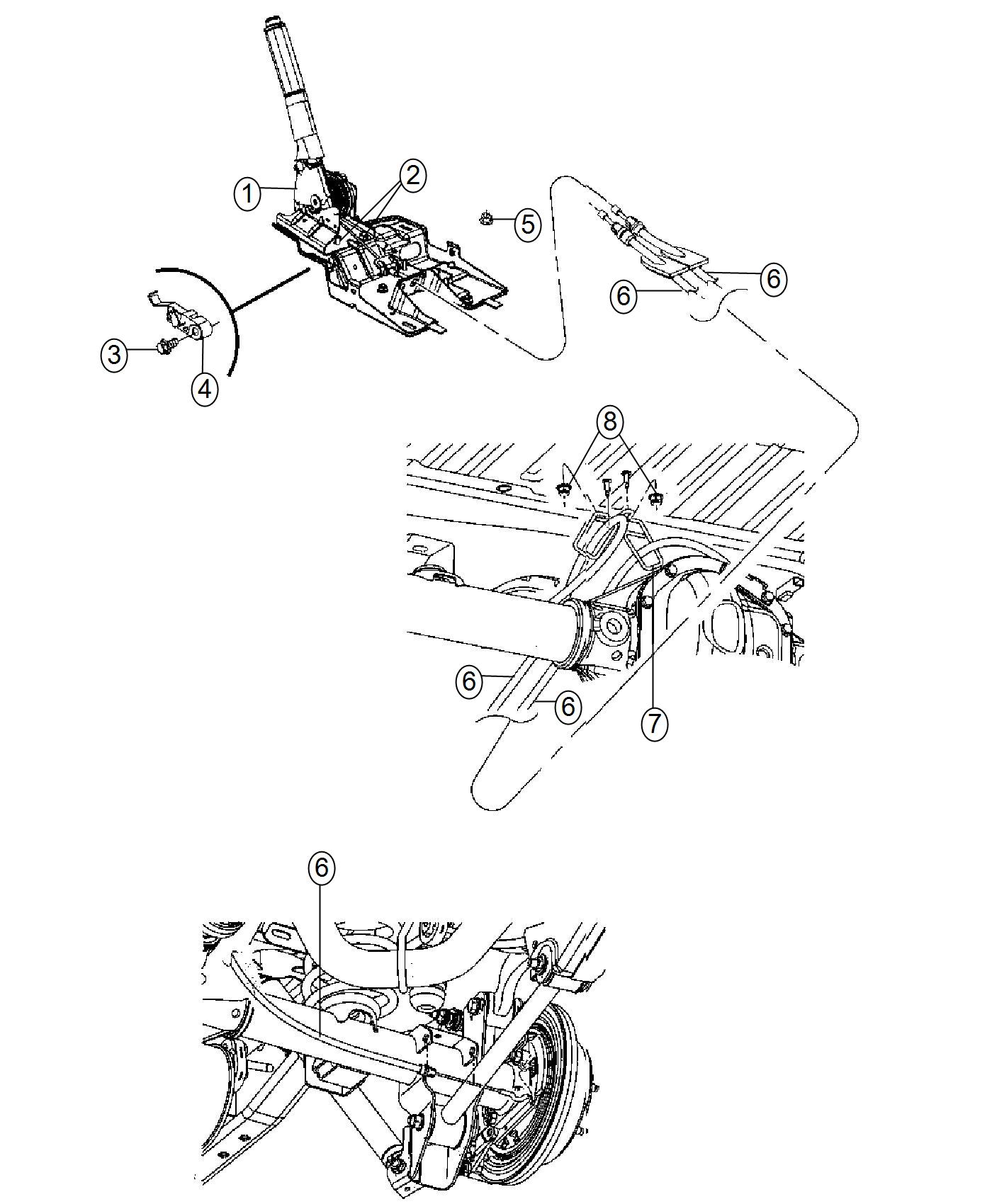 Park Brake Lever and Rear Cables. Diagram