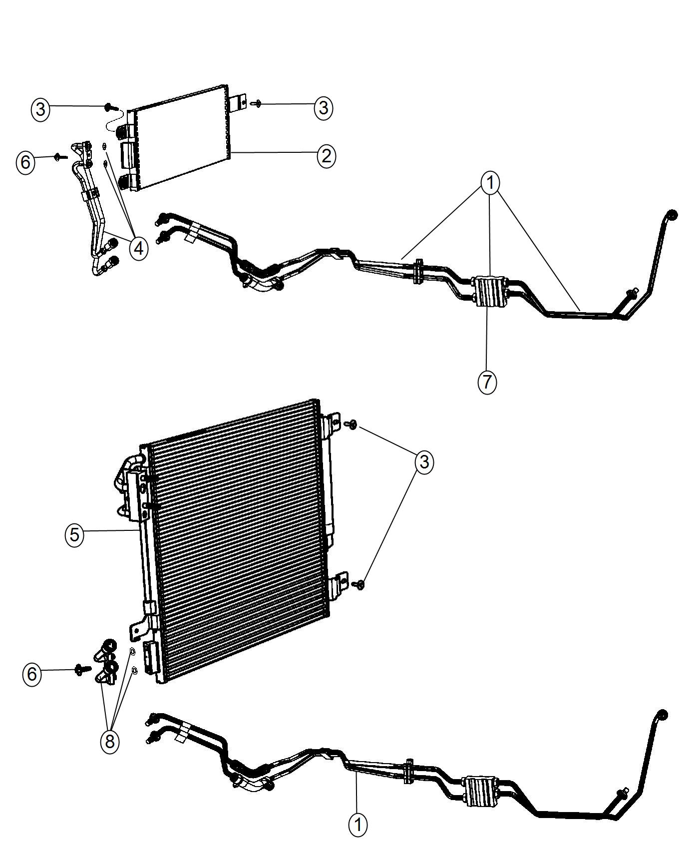 Diagram Transmission Oil Cooler and Lines. for your Jeep Wrangler  